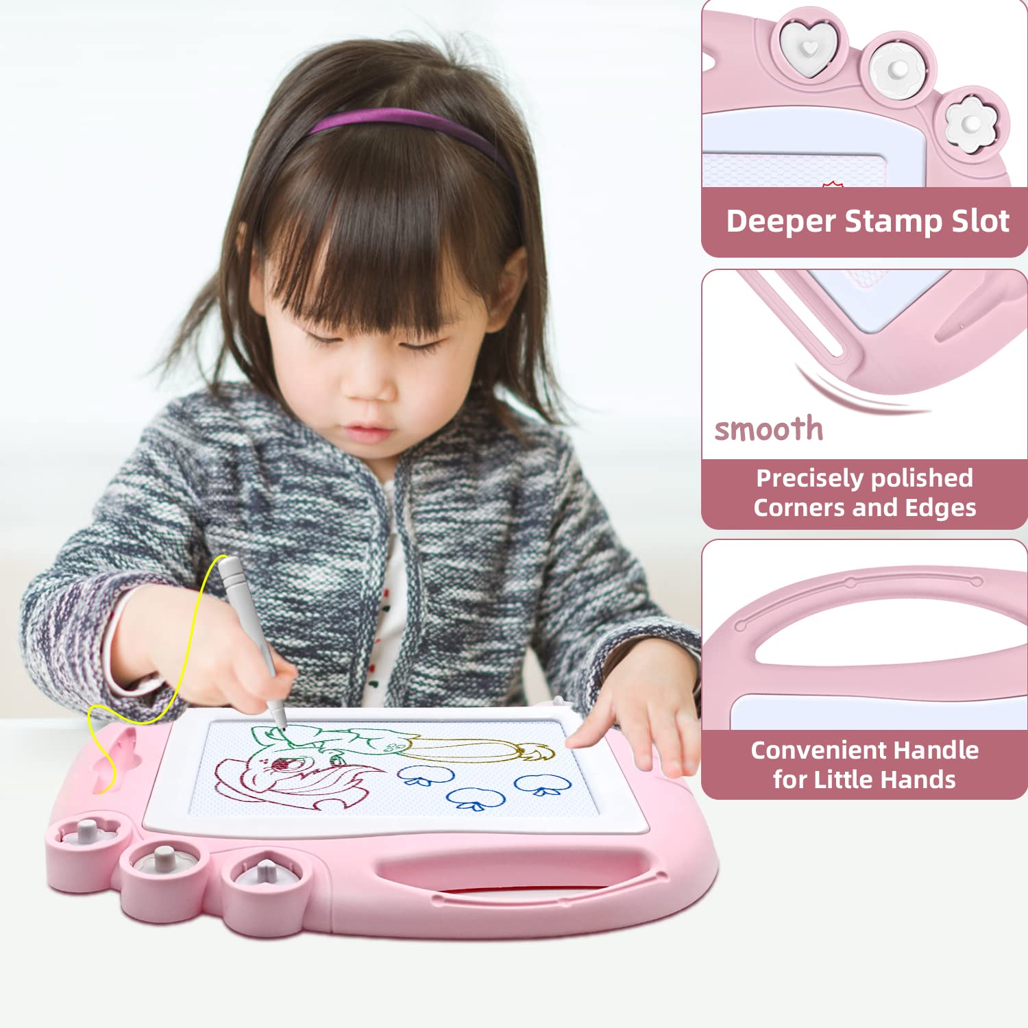 Magnetic Drawing Board for Kids - Erasable Doodle Sketch Pad, Travel Toys for Toddlers & Girls, Educational Learning Gift for Early Skill Development | Perfect for Car Rides, Home Play & Classroom Activities