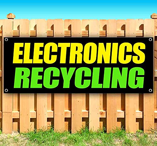 13 oz Heavy-Duty Vinyl Electronics Recycling Banner - Single-Sided with Metal Grommets | Durable Non-Fabric Sign for Office, Warehouse & Recycling Centers