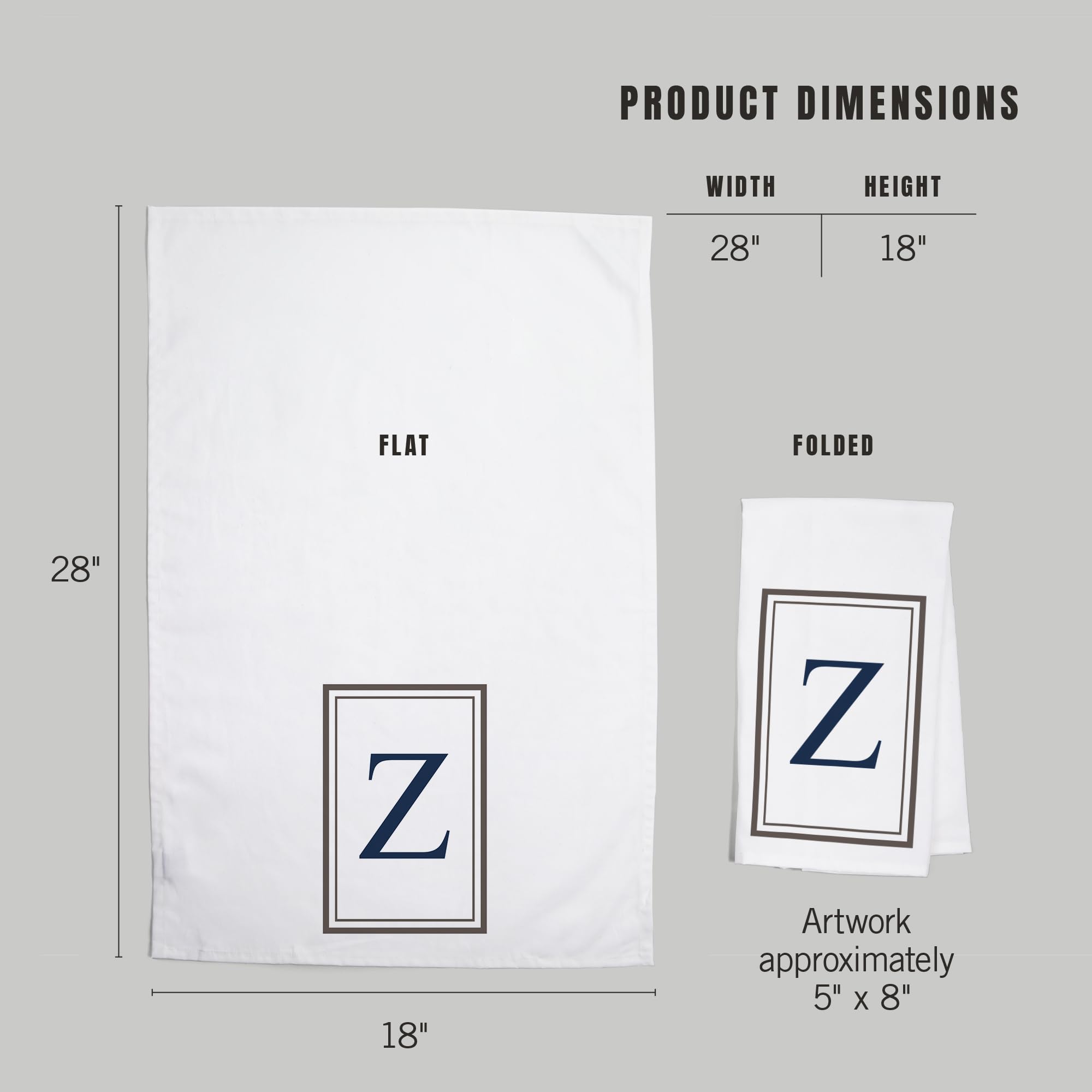 Lantern Press Monogram Cotton Tea Towel - Gray and Blue Decorative Hand Towel for Kitchen & Home | Premium 100% Cotton | Perfect for Gifts, Dish Drying & Farmhouse Decor