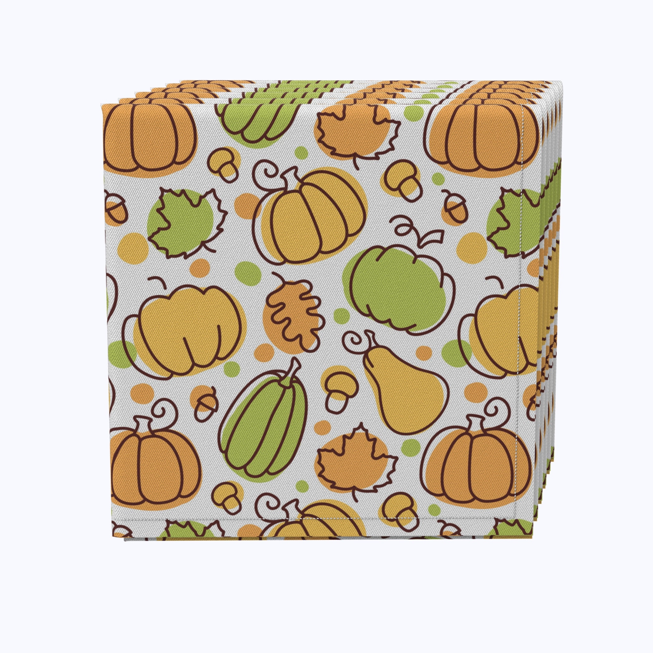 Fall Foliage & Polka Dot Cotton Napkins - Premium 100% Cotton Table Linens for Autumn Dinner Parties, Thanksgiving Decor & Seasonal Home Decorating