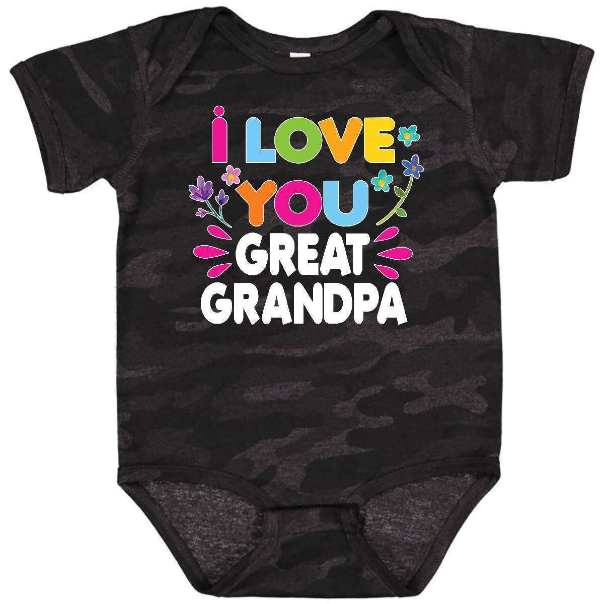 Inktastic I Love You Great Grandpa with Flowers Baby Bodysuit - Cute Infant Onesie for Grandparents Day, Family Reunions & Photo Shoots