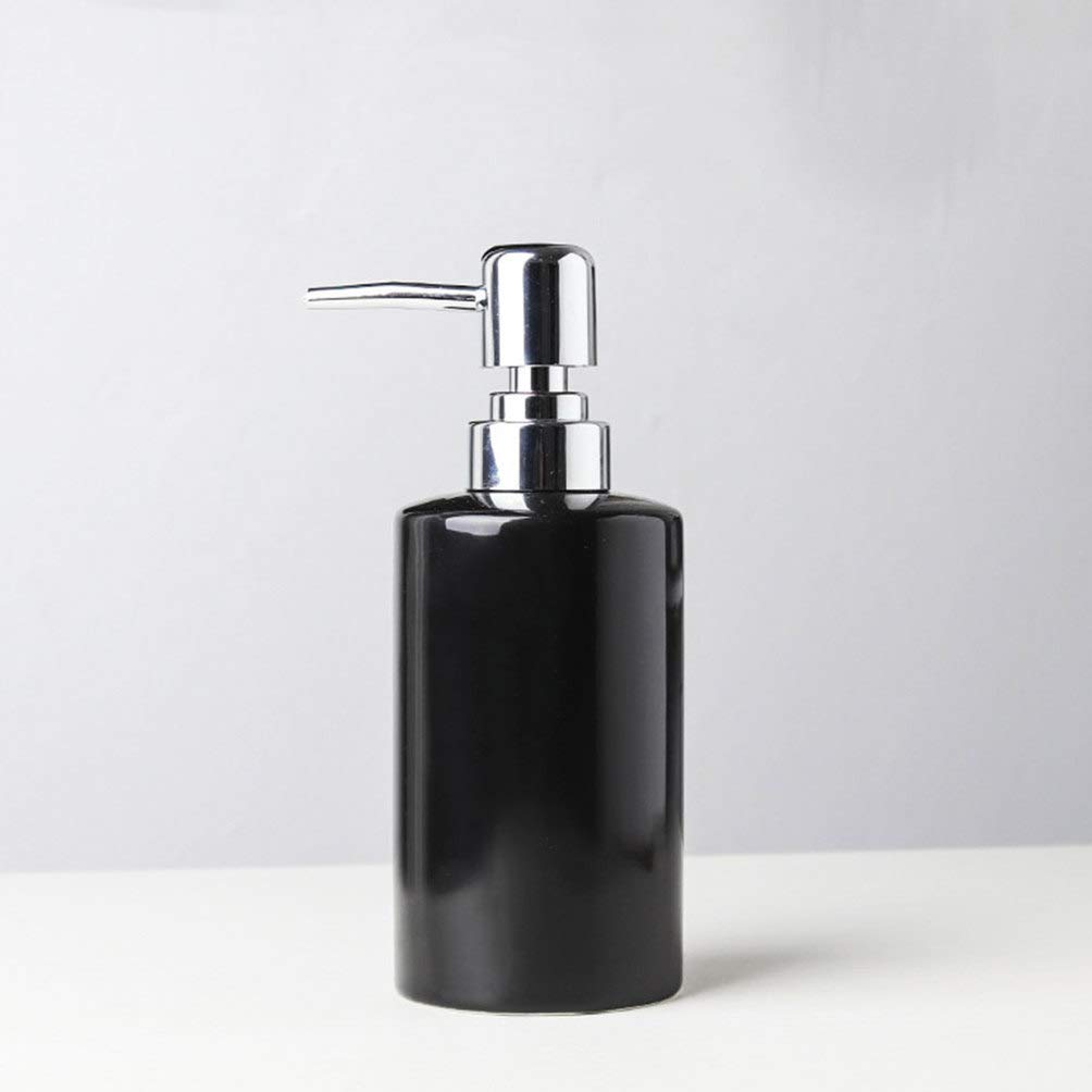 DOITOOL 1PCS Black Ceramic Soap Dispenser - Refillable Hand Soap Dispenser for Bathroom & Kitchen - Elegant Liquid Soap, Shampoo & Lotion Dispenser - Perfect for Home, Office & Hotel Use