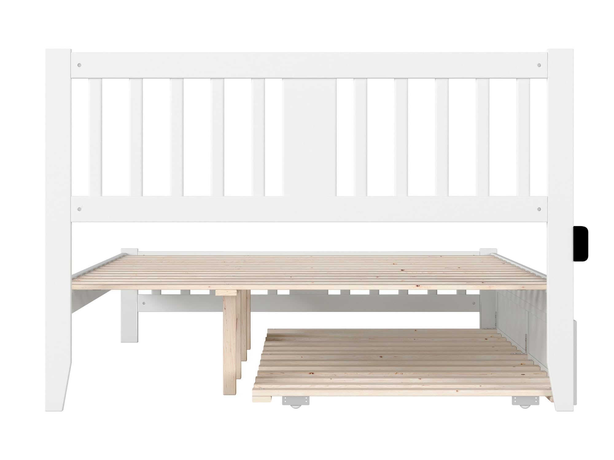 AFI Tahoe Queen Size Platform Bed with Footboard & Twin XL Trundle in White - Modern Bedroom Furniture for Guest Rooms & Small Spaces