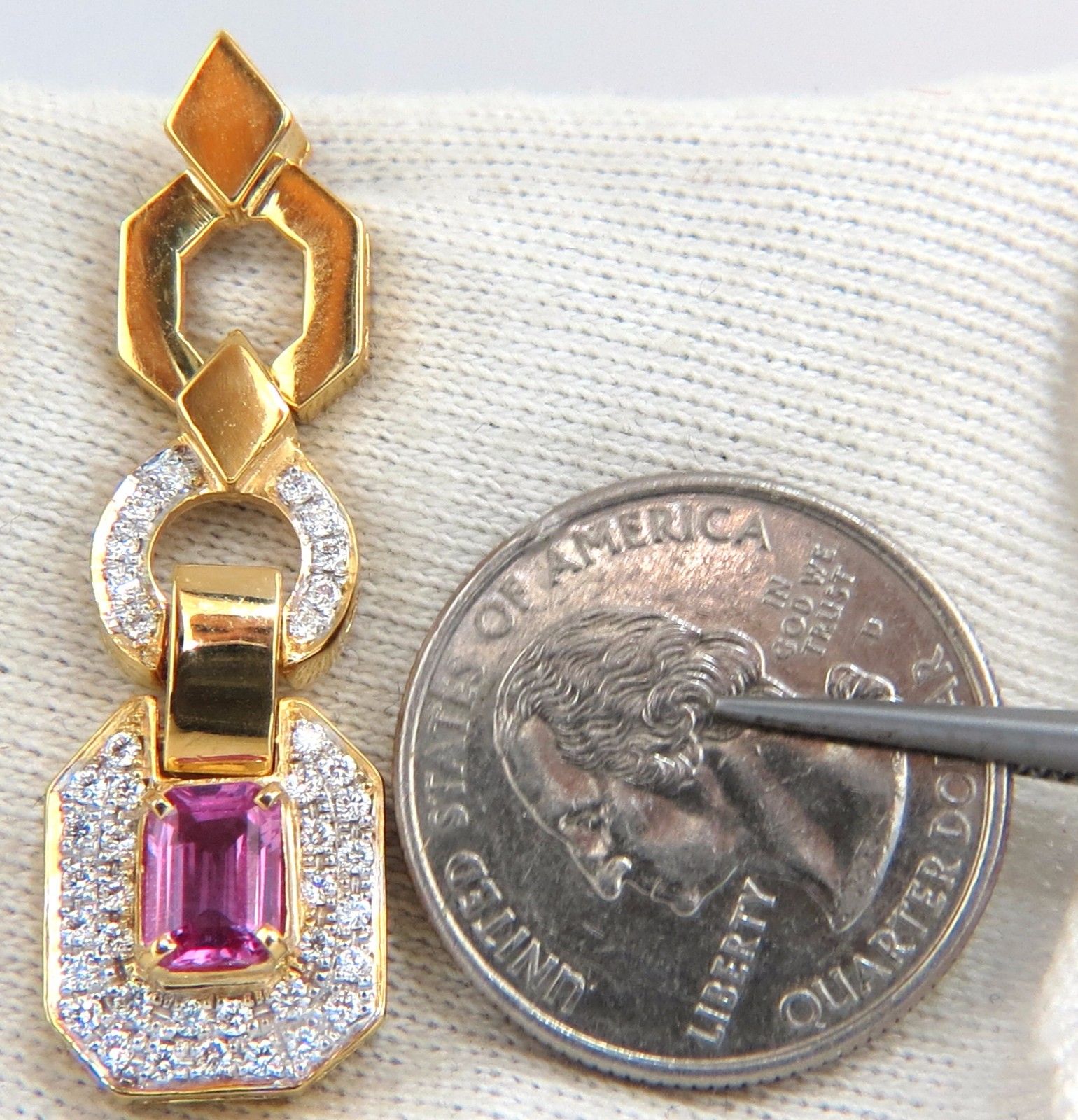 2.94ct Natural Pink Sapphire & Diamond Dangle Earrings in 14K Gold - Vivid Prime Color for Women's Elegant Evening Wear & Special Occasions