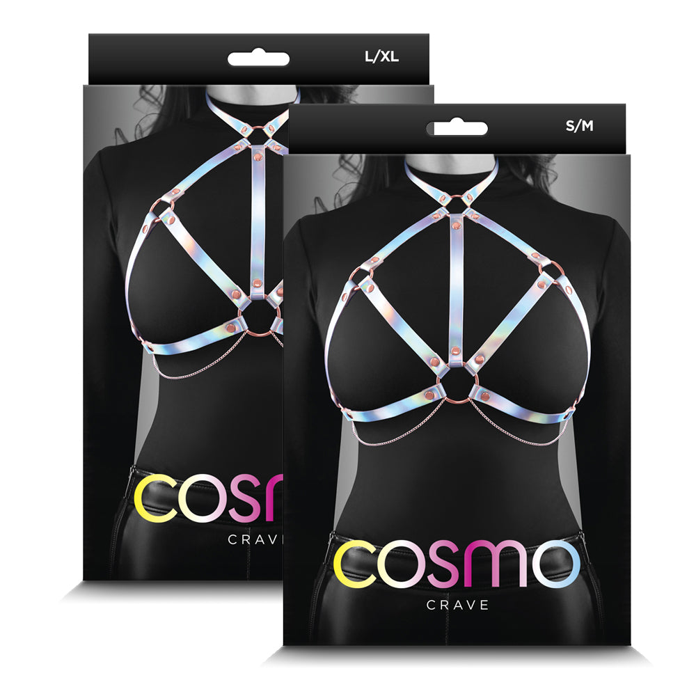 Cosmo Crave Holographic Rainbow Chest Harness & Body Chain - Edgy Festival Accessory for Rave, EDM Concerts & Bachelorette Parties