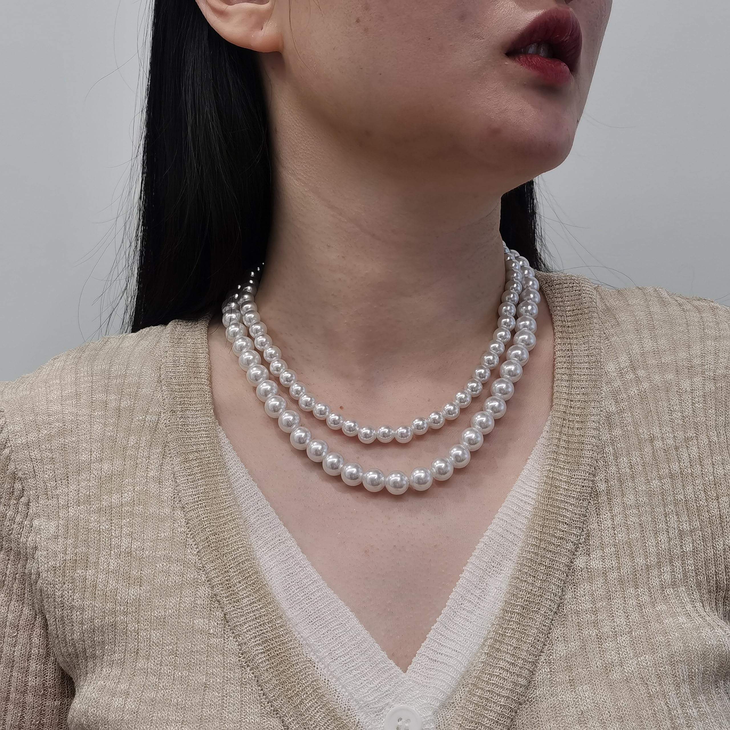 Elegant 3-Layer Pearl Necklace for Women - Multi-Strand Bridal Choker Jewelry for Wedding, Party & Special Occasions | Perfect Gift for Brides, Anniversary & Formal Events