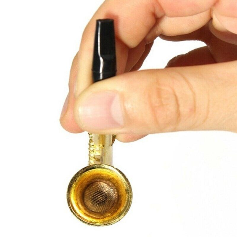 Unique Saxophone-Shaped Alloy Smoking Pipe - Portable 97mm Metal Tobacco Pipe for Hookah | Compact & Lightweight Design for Travel, Outdoor Use & Gifts