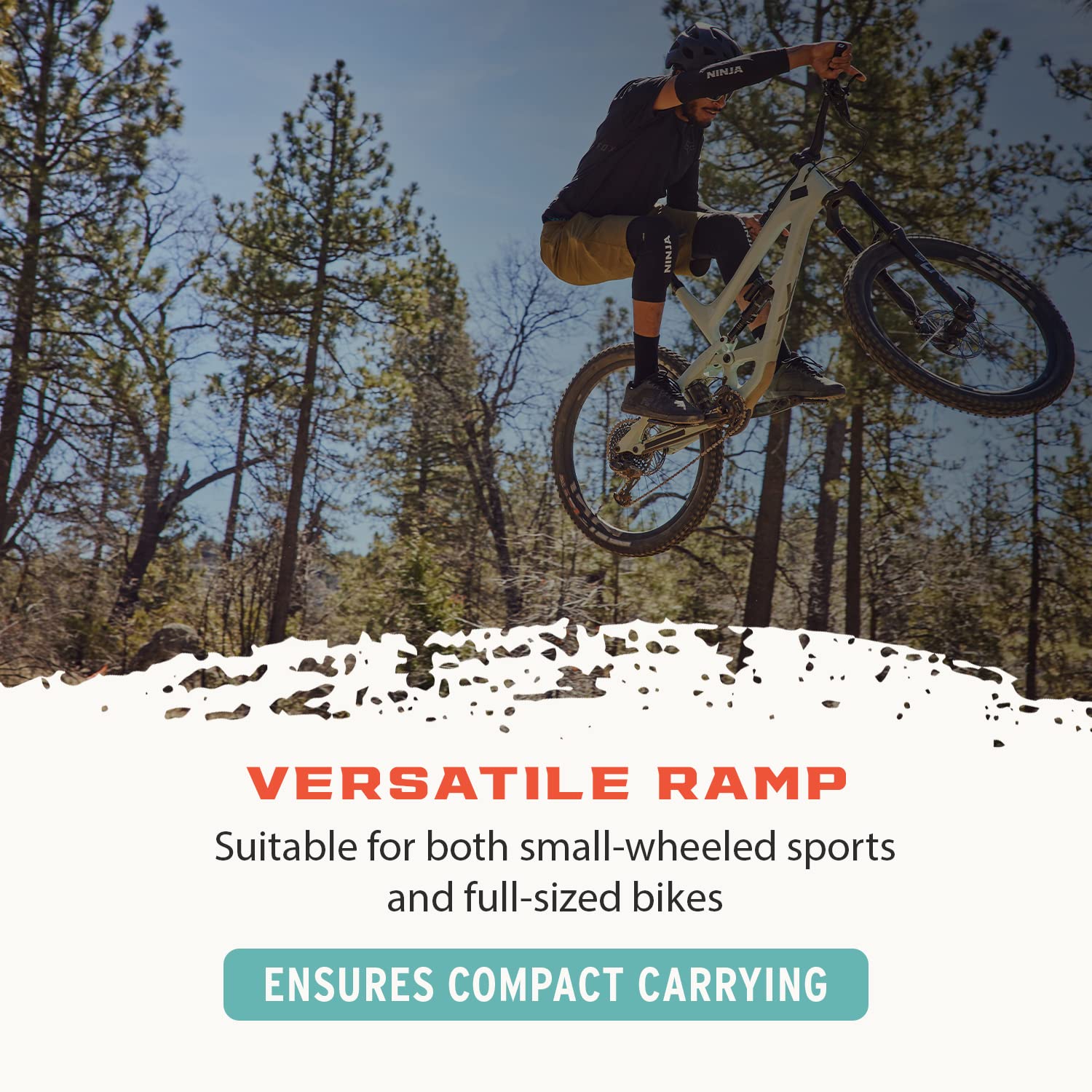 Ninja MTB Jump Ramp - Portable 4-Panel Bike Ramp for BMX, Mountain Bikes, Scooters & Skateboards | Durable Turbo Kicker for Kids & Adults | Perfect for Backyard Stunts, Park Riding & RC Car Jumps