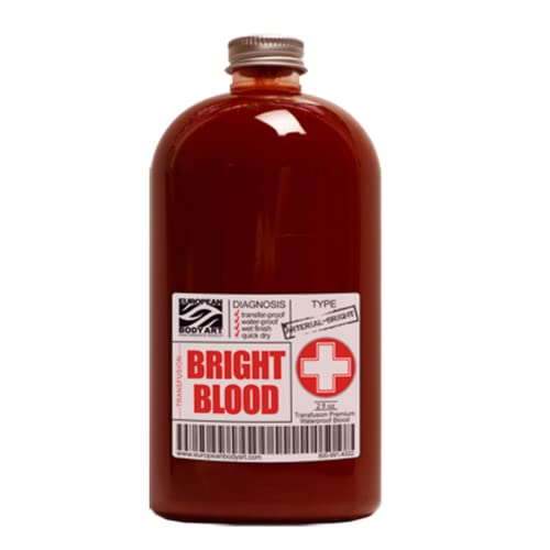 European Body Art Makeup Airbrush Kit - Professional Face & Body Painting Stencils with Transfusion Blood Line - Bright Red Blood Effect (16oz) - Perfect for Halloween, Cosplay, Theater & Special FX Makeup