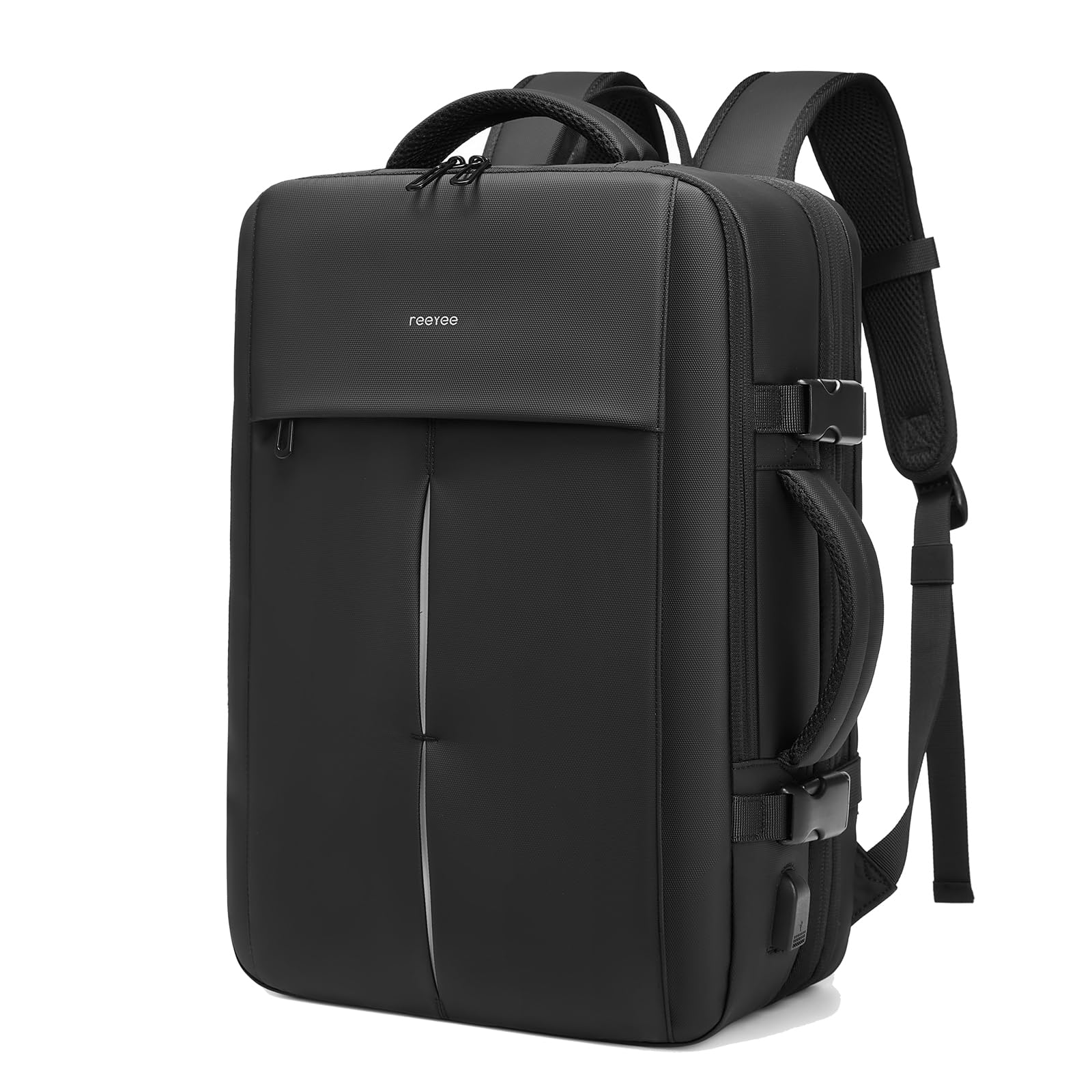 Airback Expandable Laptop Backpack with USB Charging Port & Built-in Pump - Water-Resistant Business Travel Bag for Airplane Carry-on | Perfect for Commuting, Work & Weekend Getaways