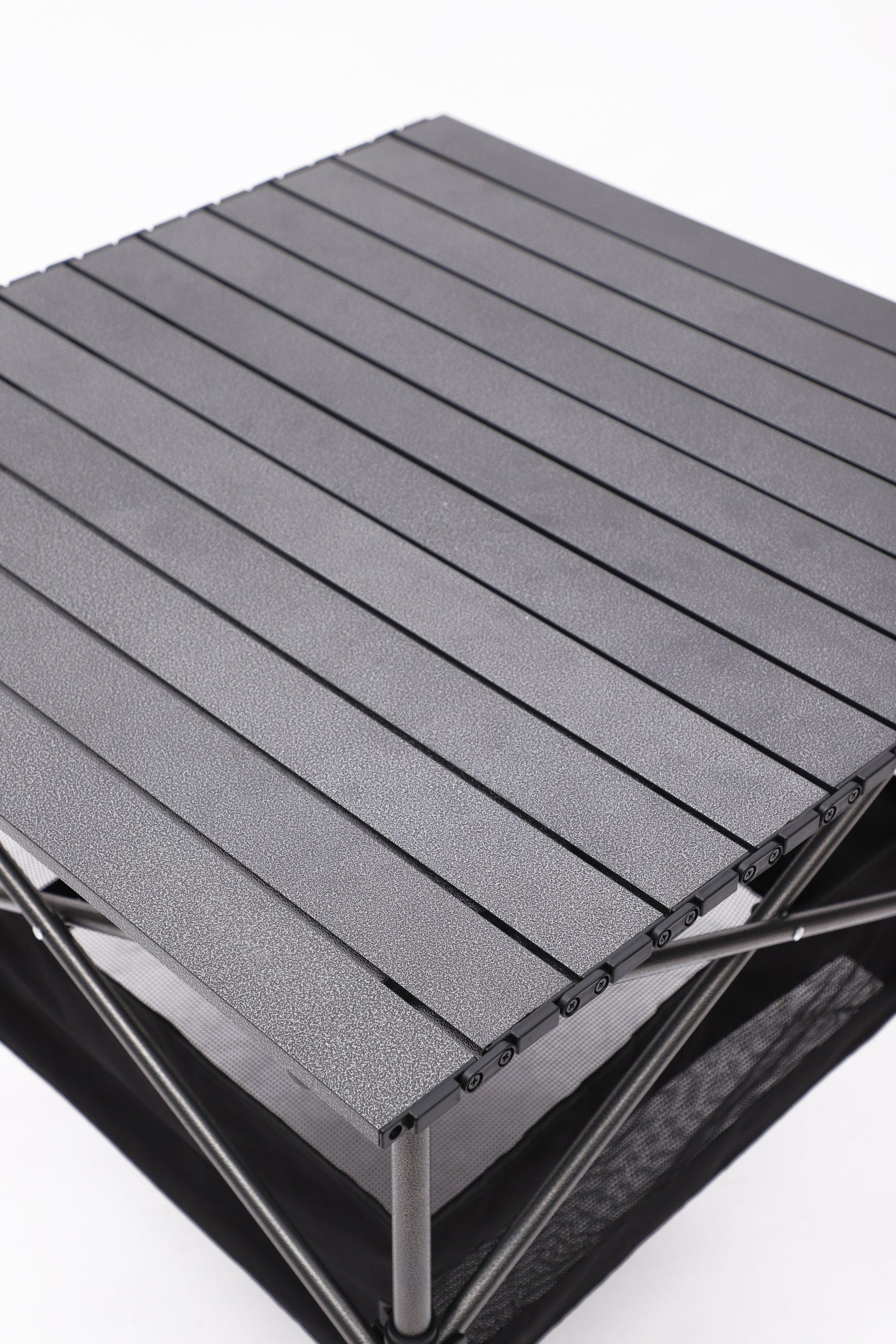 Lightweight Aluminum Folding Outdoor Table with Carrying Bag - Portable Roll Up Square Table for Camping, Picnics, Beach, BBQ, Backyard, Party (27.56x27.56x27.56 Inches, Black) - Perfect for Travel, Tailgating & Outdoor Adventures