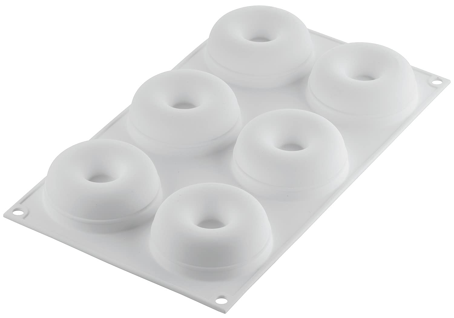 Silikomart Professional Donuts Gourmand 80 Silicone Molds - Set of 6 Donut Baking Molds (72mm Diameter) for Home Bakers & Pastry Chefs - Perfect for Cupcakes, Cake Pops & Dessert Making