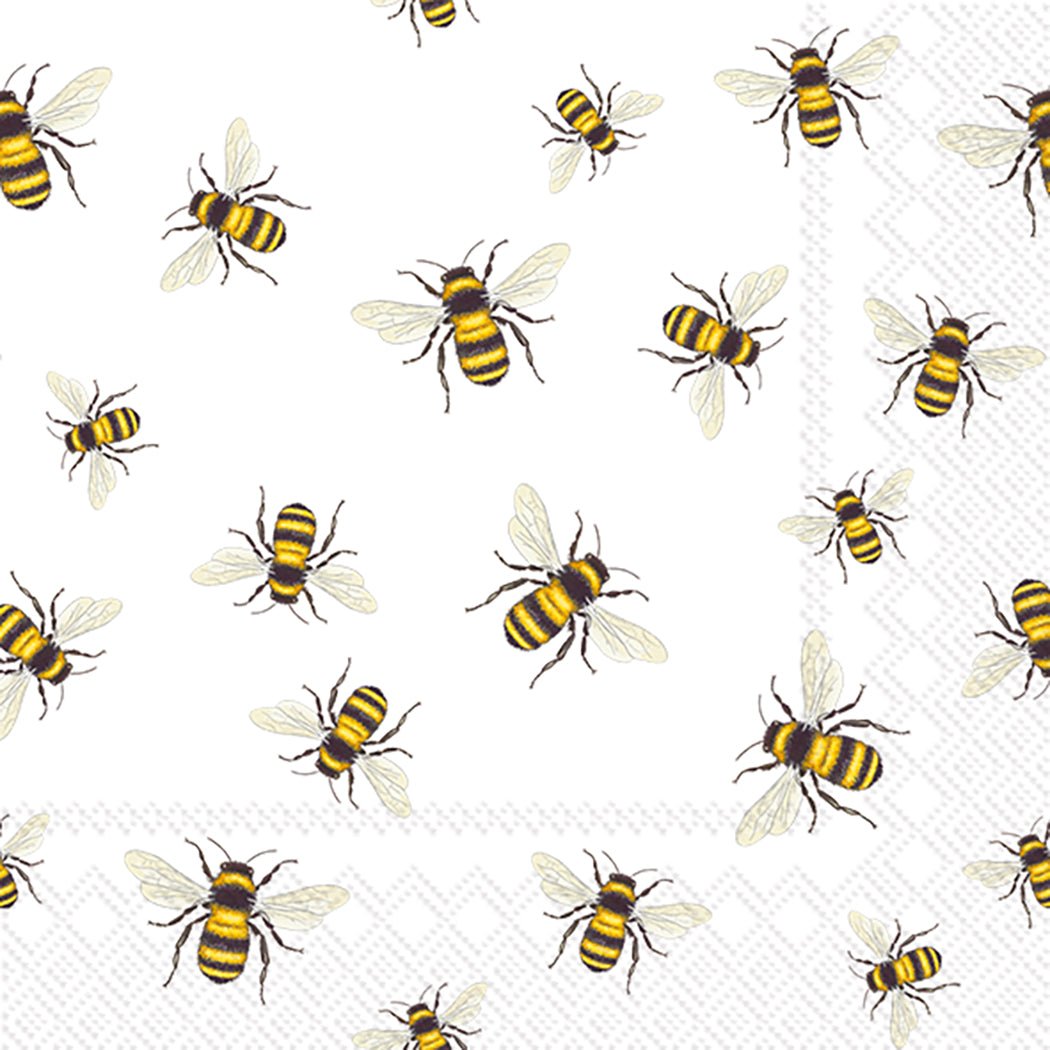 Save The Bees Cocktail Napkins - Eco-Friendly Paper Beverage Napkins for Parties, Bars & Home Use - Cute Bee Design by Boston International