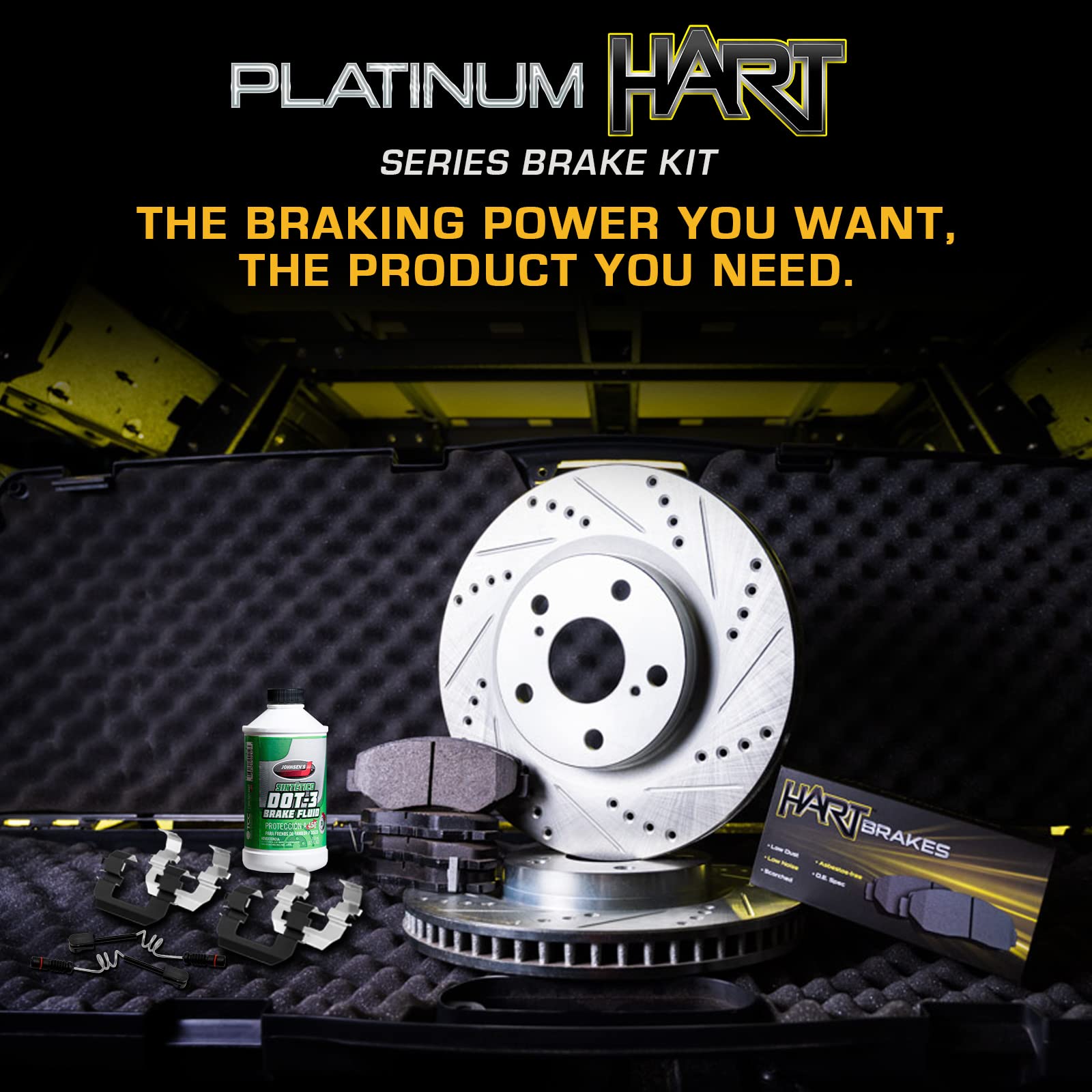Hart PHC1.02003.53 Front Brake Pads and Rotors Kit - Semi-Metallic Brake System with Hardware & Sensor | Perfect for Sedans, SUVs & Trucks | Smooth Stopping Power for City Driving & Highway Safety
