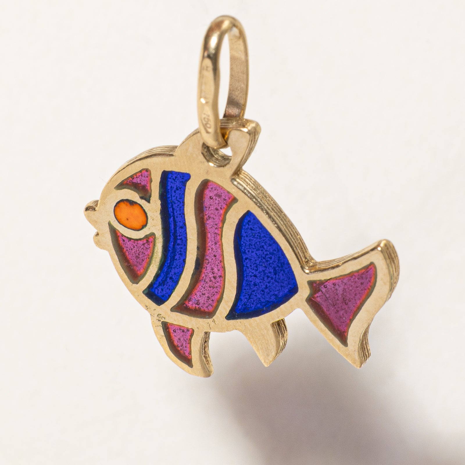 18K Italian Yellow Gold Enamel Fish Charm Pendant - Elegant Jewelry Gift for Women, Perfect for Birthdays, Anniversaries & Special Occasions