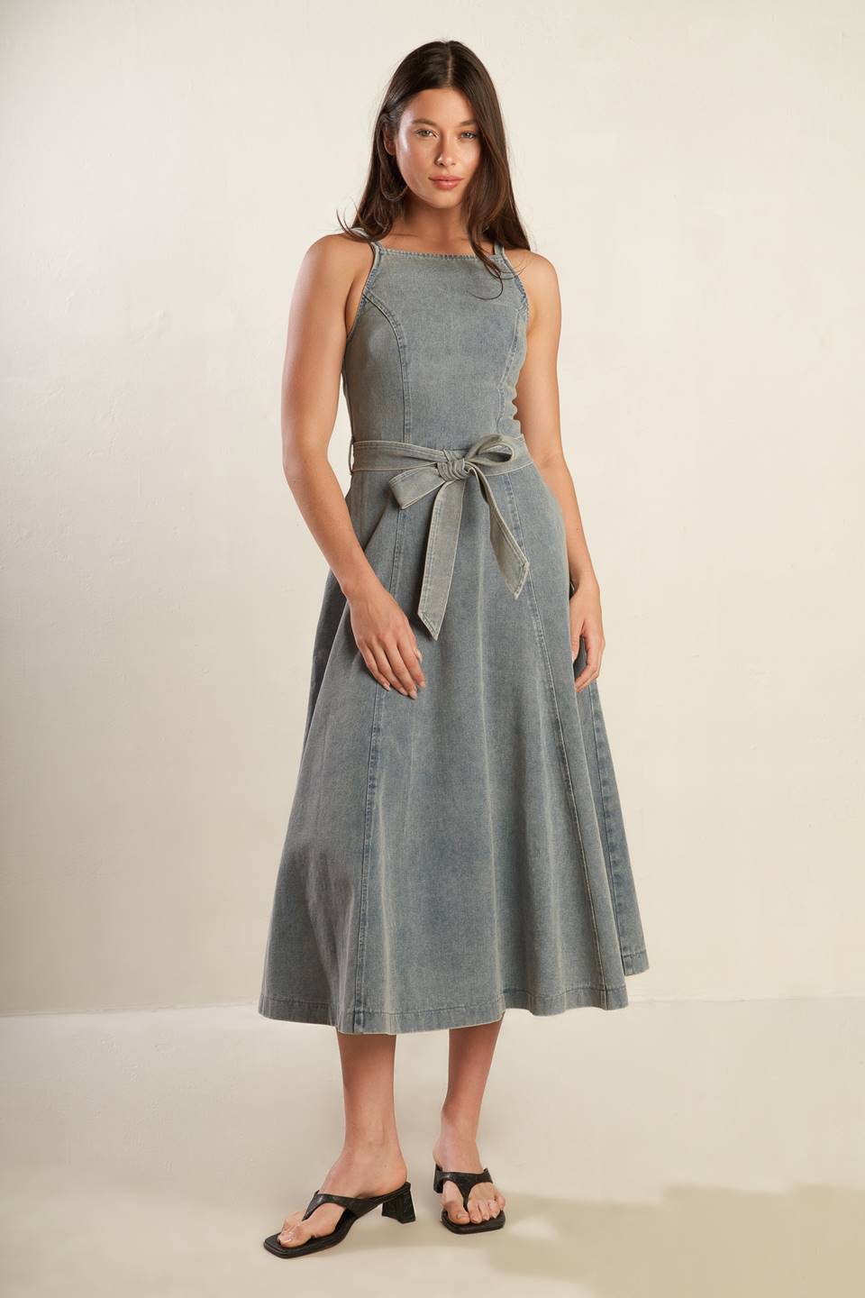 Stylish A Day at the Vineyard Denim Midi Dress for Women - Perfect for Wine Tasting, Brunch & Summer Outings