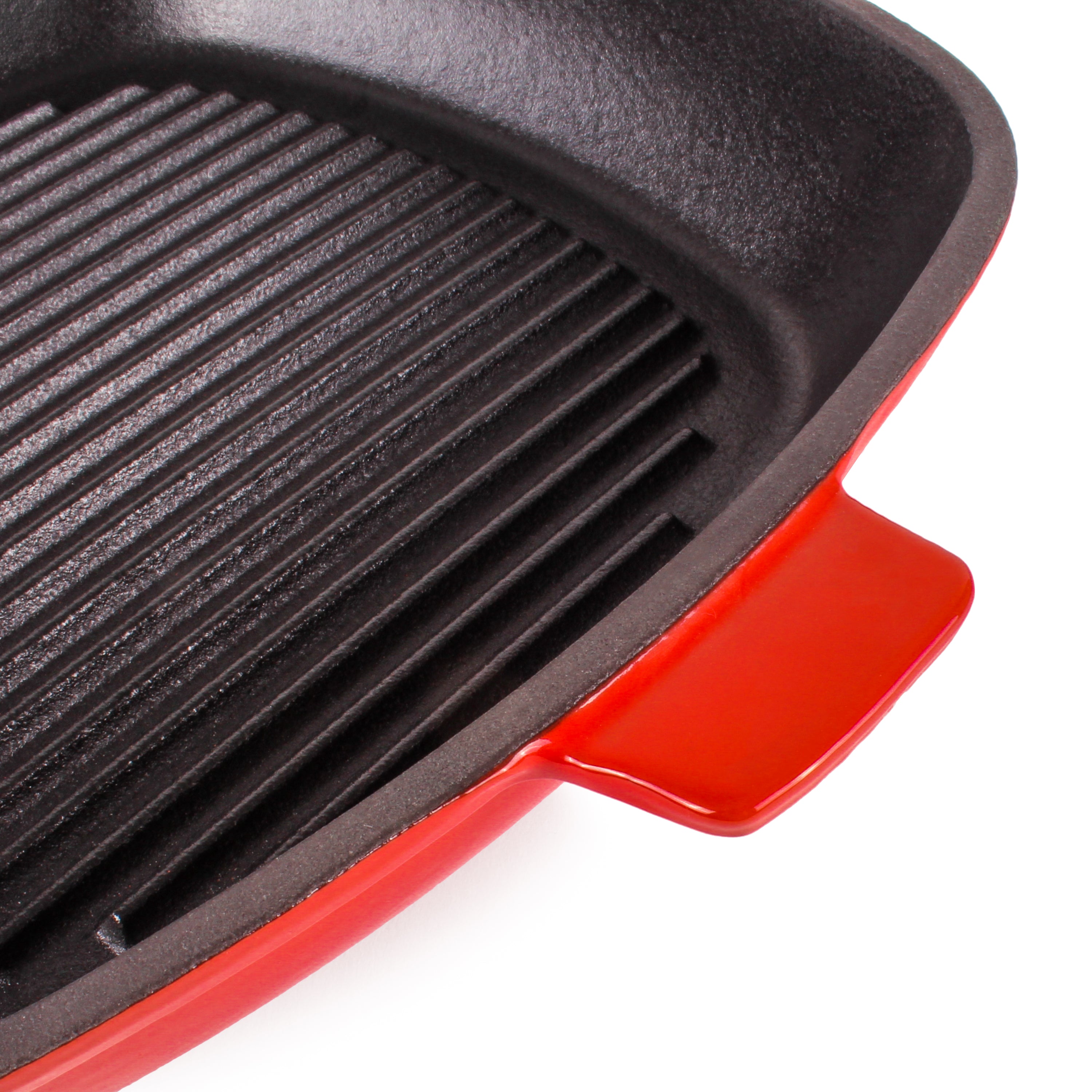 BergHOFF Neo 4-Piece Cast Iron Cookware Set - Red Fry Pan, Grill Pan & Dutch Oven for Stovetop, Oven & Outdoor Cooking | Durable Non-Stick Kitchen Essentials for Searing, Baking & Camping