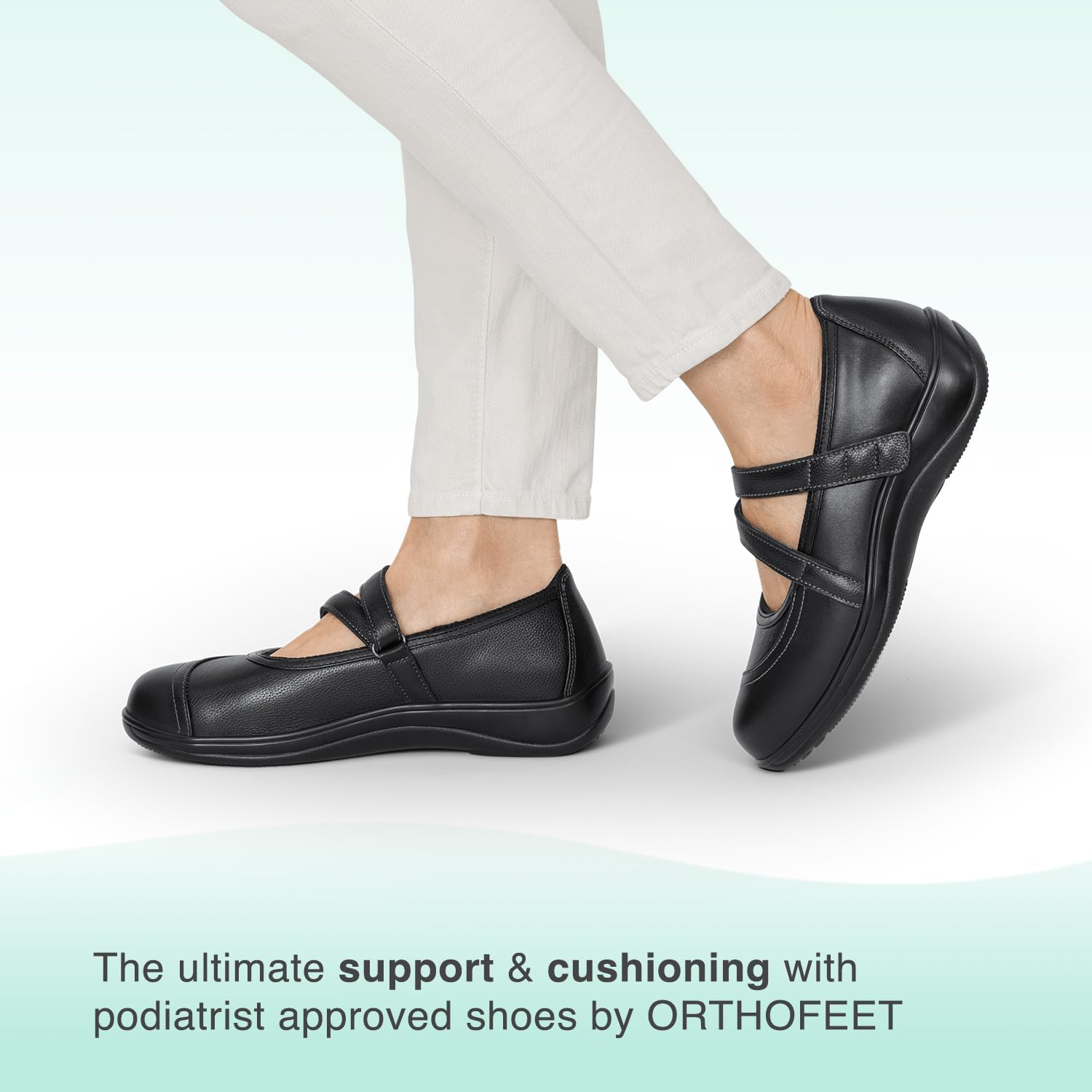 Orthofeet Women's Orthopedic Leather Celina Mary Jane Shoes - Comfortable Diabetic & Arthritis Footwear for Walking, Work & Dress Occasions