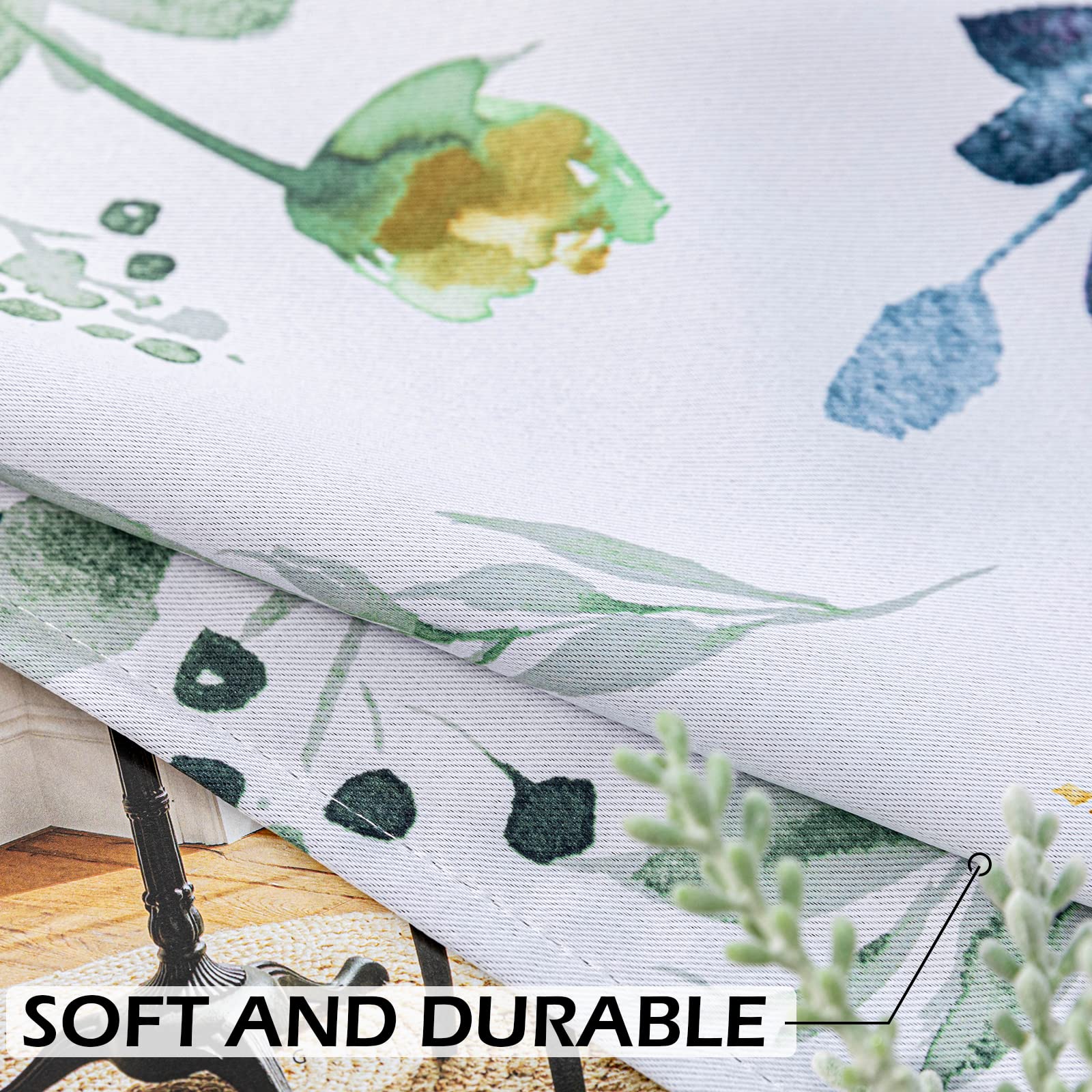 MYSKY HOME Floral Curtains 84 Inches Long - Room Darkening Thermal Insulated Light Blocking Drapes with Grommet Top for Living Room, Bedroom & Bathroom - 2 Panels Set in Yellow and Blue - Perfect for Privacy, Energy Saving & Home Decor