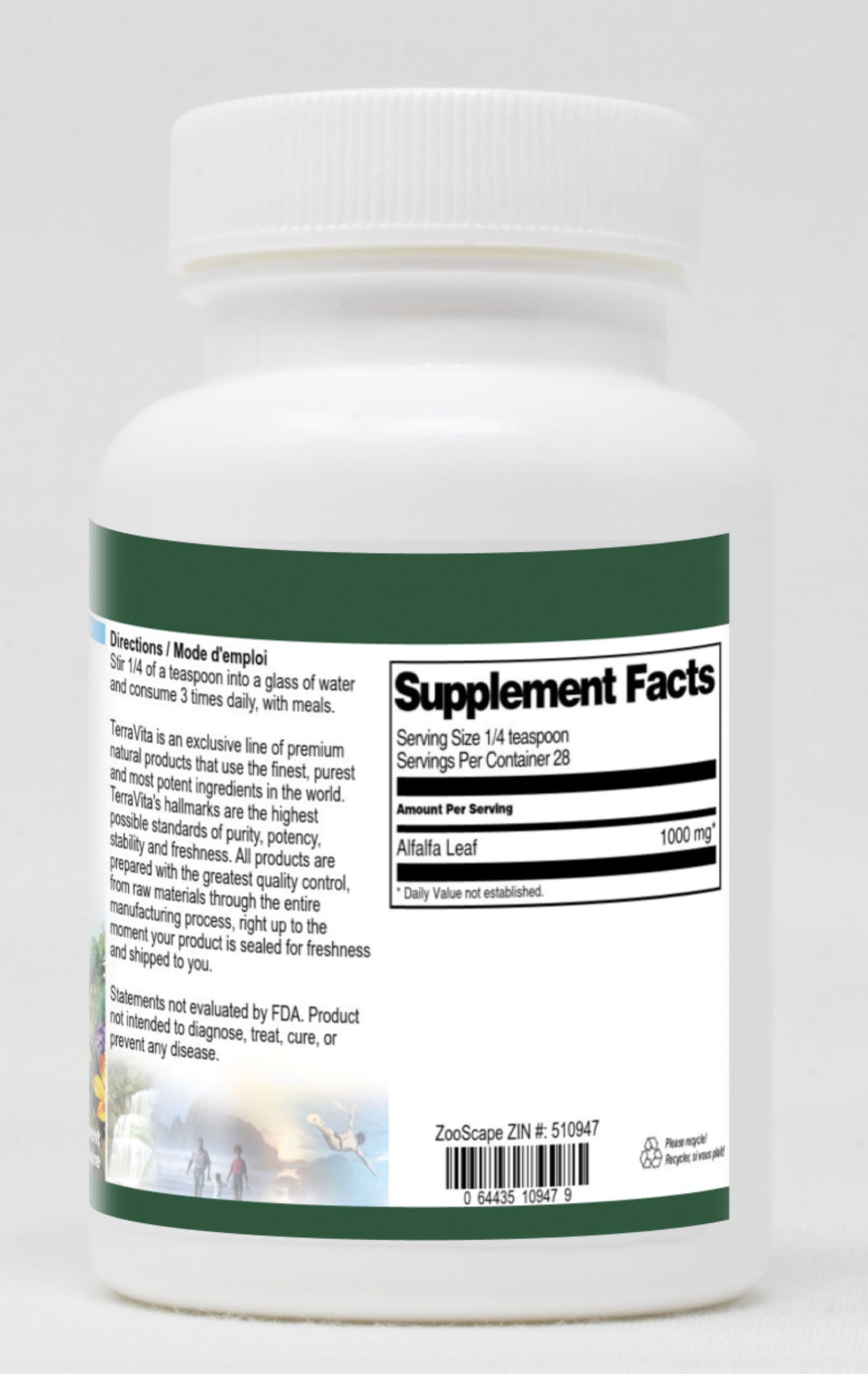 Organic Alfalfa Leaf Powder - 1 oz (ZIN: 510947) | Nutrient-Rich Superfood for Smoothies, Teas & Natural Wellness Supplements