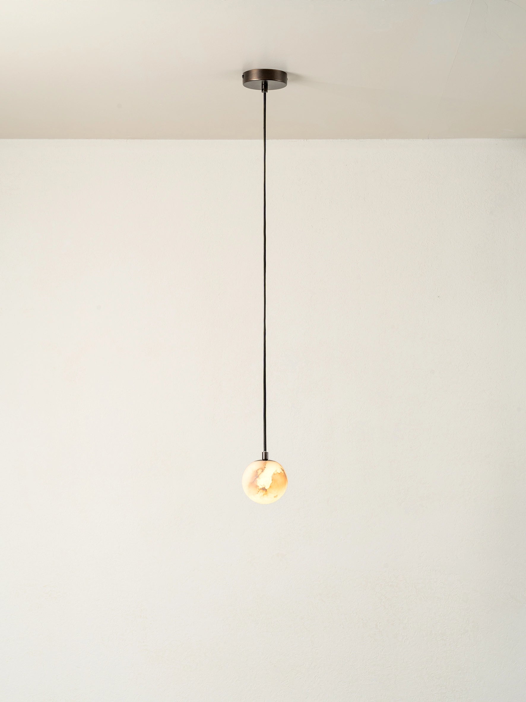 Elegant Alabaster Glass and Bronze Ceiling Pendant Light - Modern Chandelier for Dining Room, Bedroom & Living Room Lighting