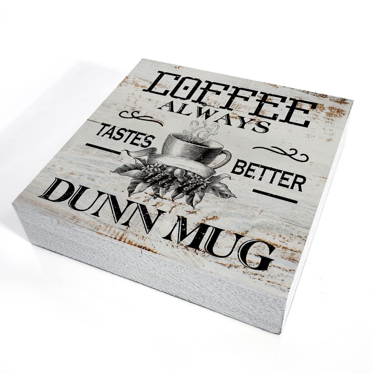 Funny Wooden Coffee Box Sign - Retro 'Coffee Always Tastes Better' Rustic Plaque - 5x5 Inch Home & Kitchen Decor for Desk, Shelf, or Table - Perfect for Coffee Shops, Offices, and Farmhouse Style Kitchens