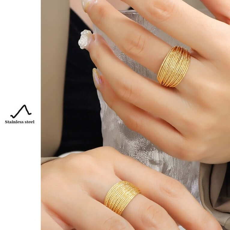 18K Gold Crossover Layered Thumb Ring for Women - Elegant Stackable Jewelry for Everyday Wear | Perfect for Casual Outfits, Office Style & Special Occasions