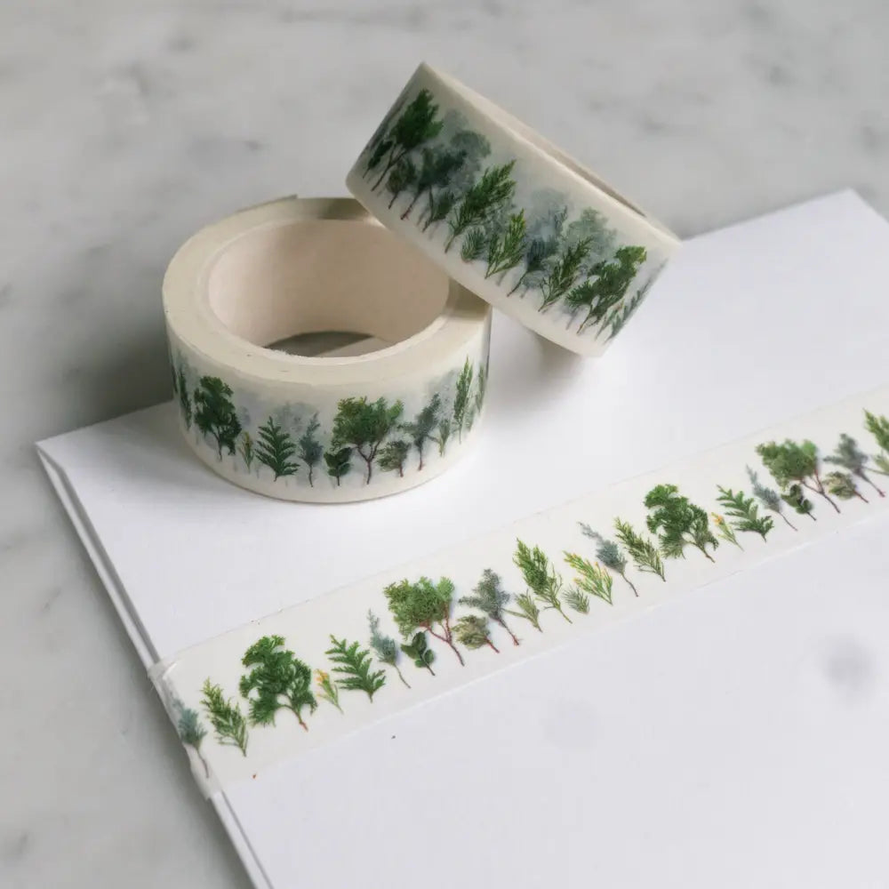 Baby Evergreens Bottle Brush Washi Tape - Decorative Craft Tape for Scrapbooking, Journaling, Gift Wrapping & DIY Projects