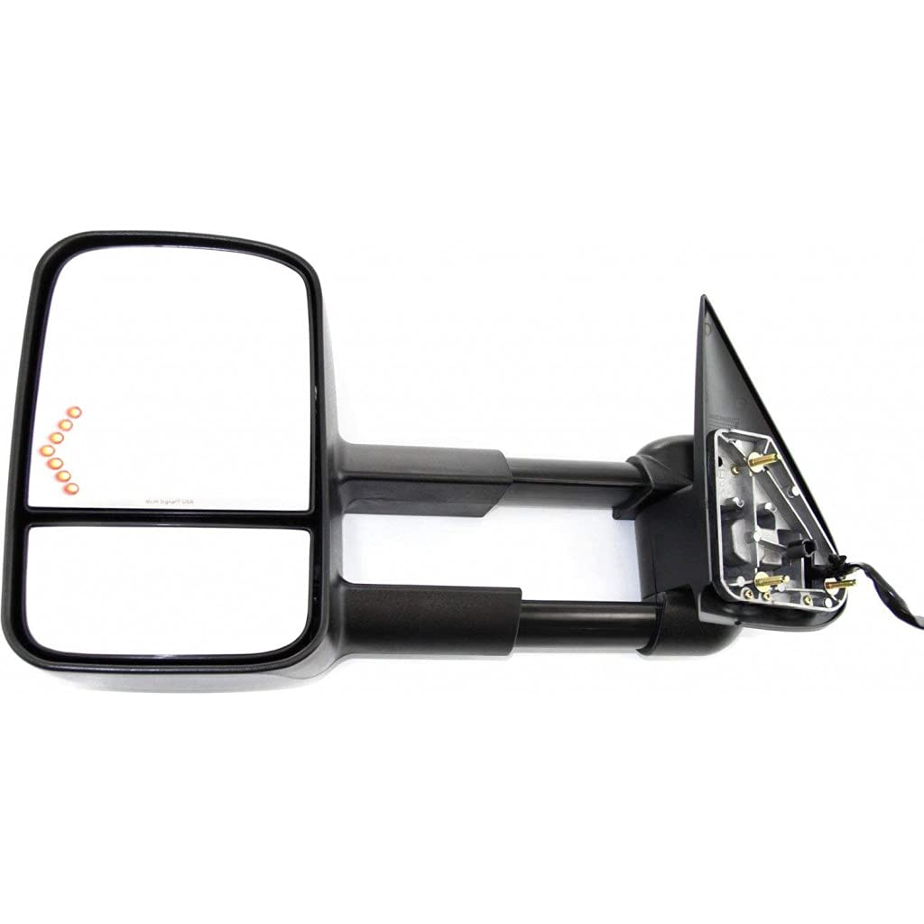 Heated Power Towing Mirror for Chevy Silverado 1500 HD Classic 2007 - Driver Side with Blind Spot Glass, Manual Folding, Textured Black - Replacement for 15904034 & GM1320355 - Perfect for Towing, Highway Driving and Enhanced Safety