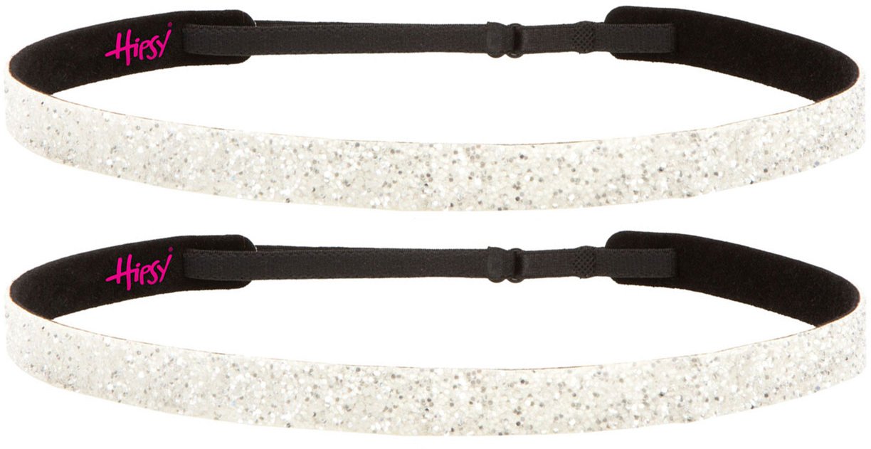 Hipsy 2-Pack No Slip Adjustable White Glitter Cheerleading Headbands for Girls & Teens - Perfect for Cheerleading, Dance, Sports and Everyday Wear
