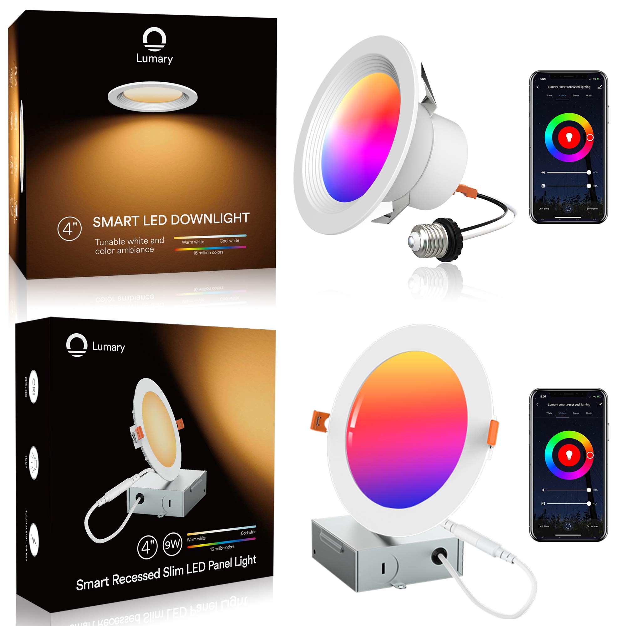 Lumary 4 Inch Smart LED Recessed Light - Ultra Thin for Home & Office Lighting