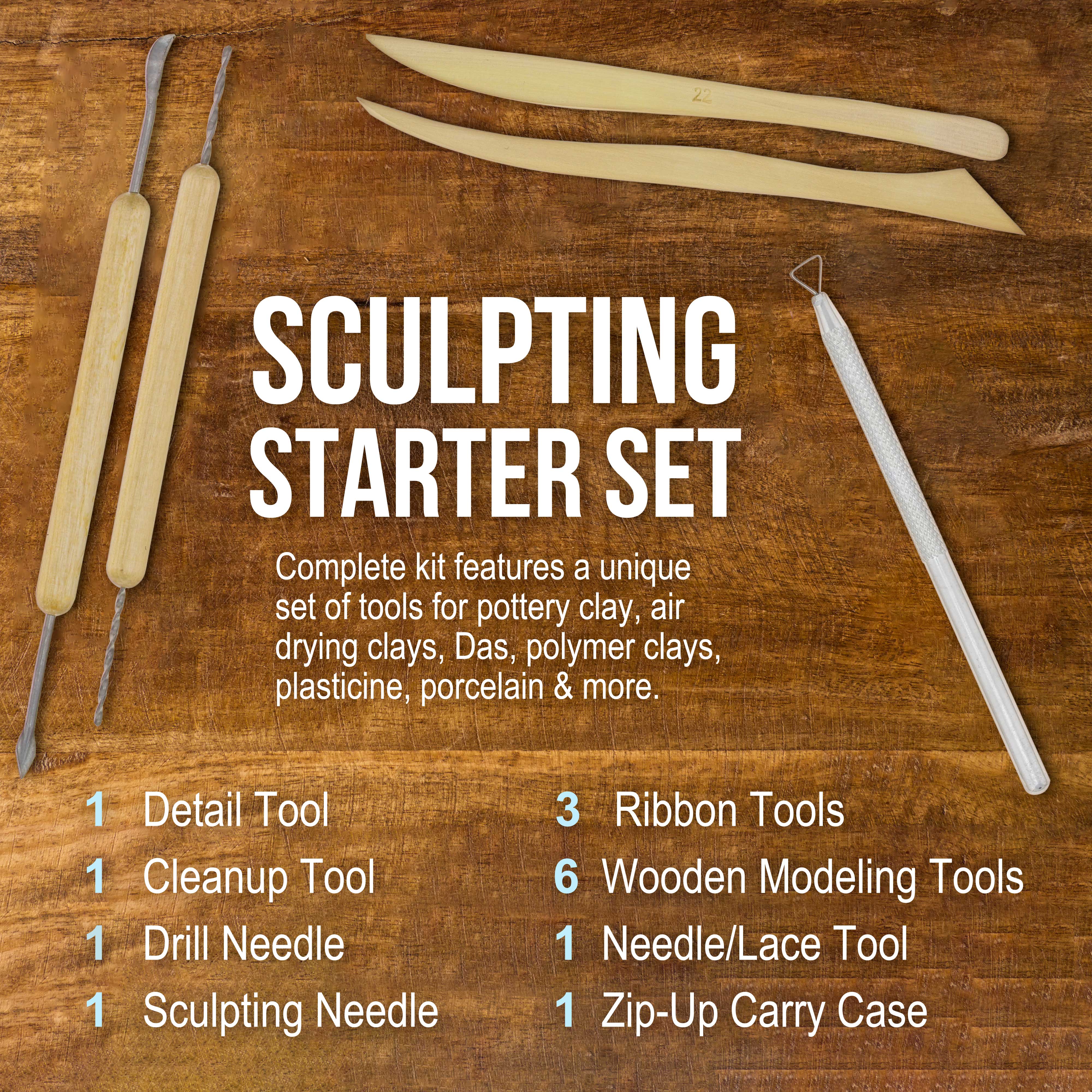 14-Piece Pottery & Clay Tools Set with Canvas Case - Essential Sculpting & Ceramics Kit for Artists, Hobbyists & Students - Perfect for Pottery Making, Clay Modeling & Easy Storage