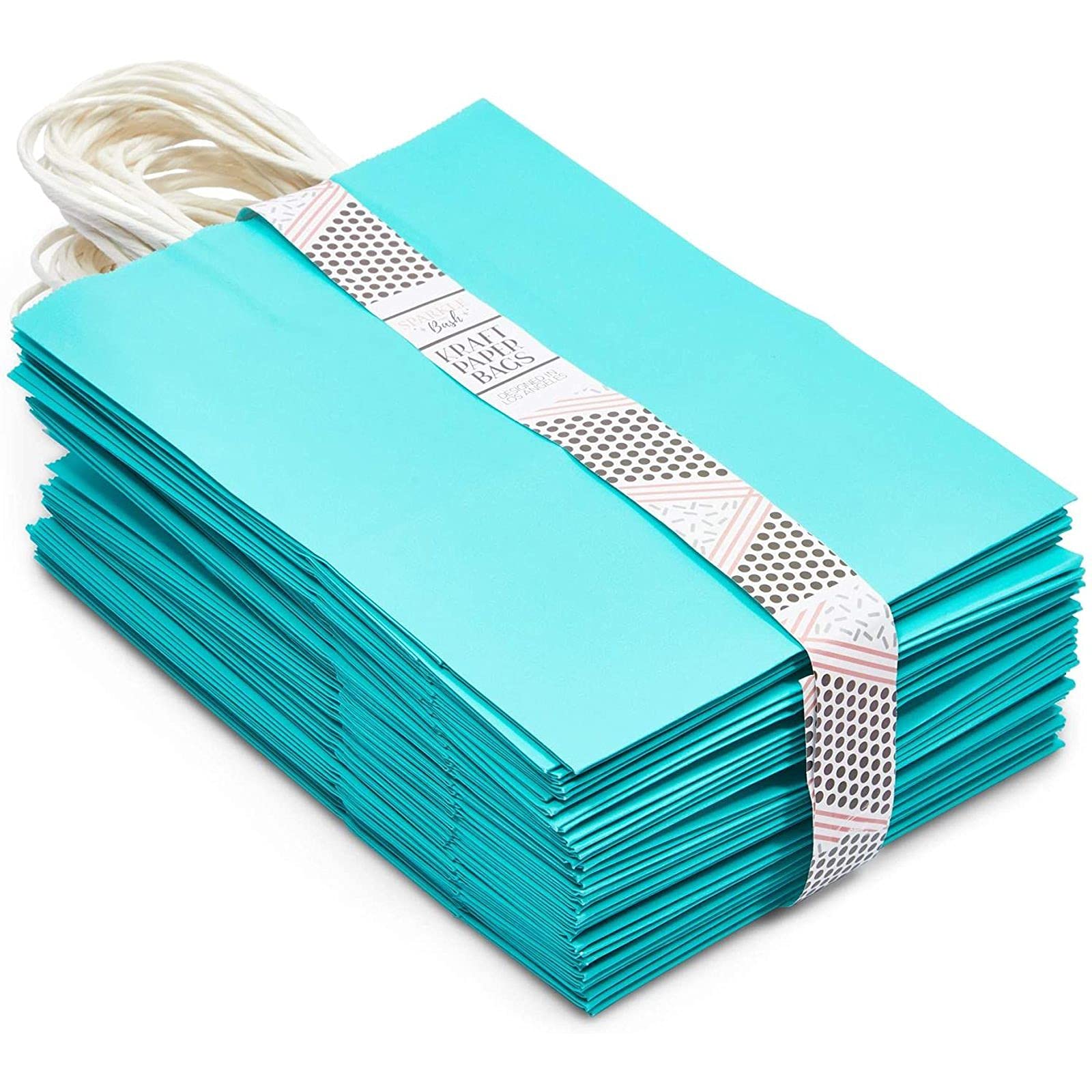 36 Pack Medium Teal Gift Bags with Handles - Premium Party Favors & Merchandise Bags for Birthdays, Weddings, Baby Showers & Corporate Events | Sparkle & Bash Collection