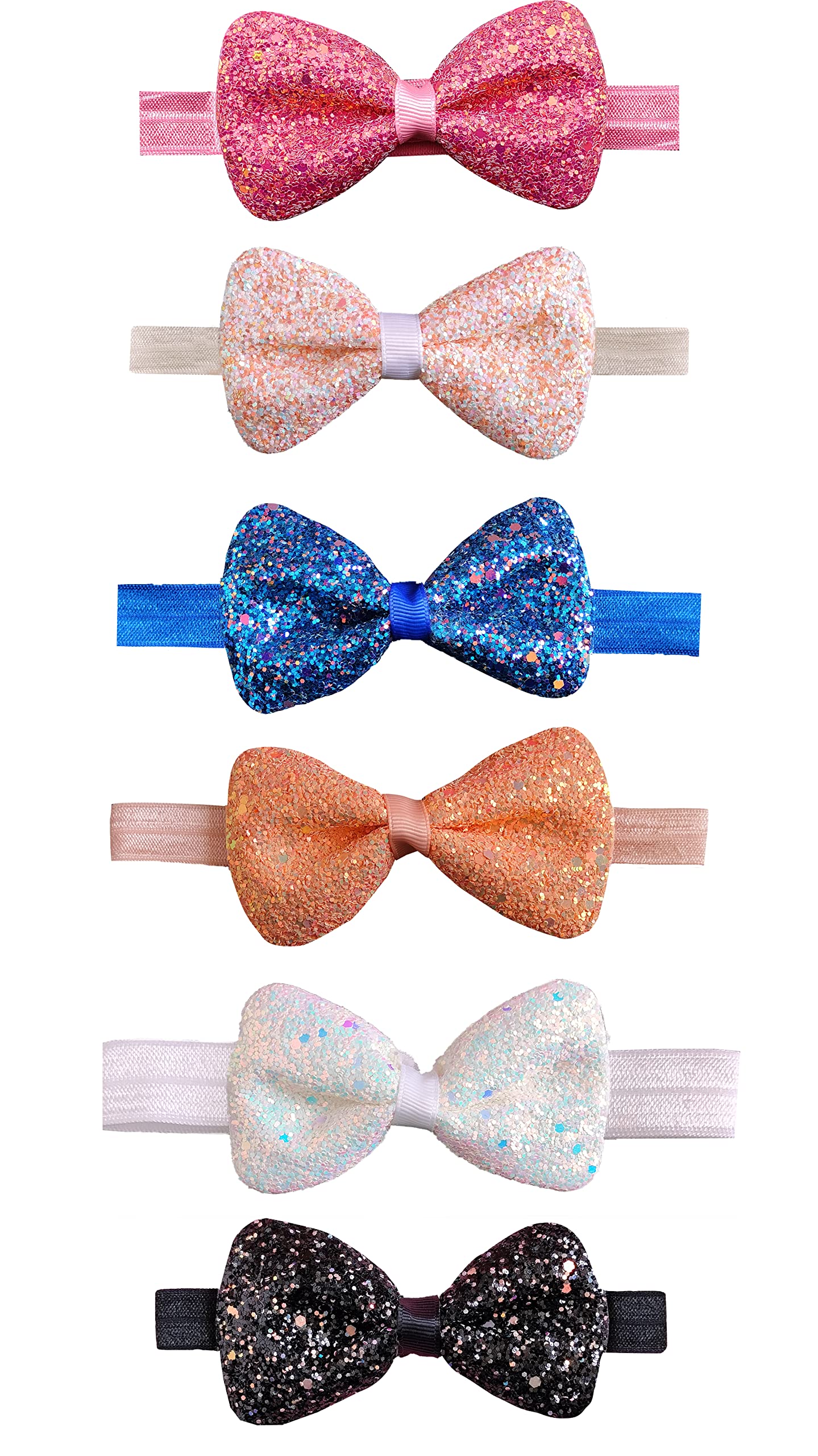 ANNA CREATIONS 6-Pack Colorful Elastic Hair Bands for Baby Girls & Kids - Soft Stretch Headbands for Toddlers, Infants & Children - Perfect for School, Parties & Everyday Use (Multi-3)