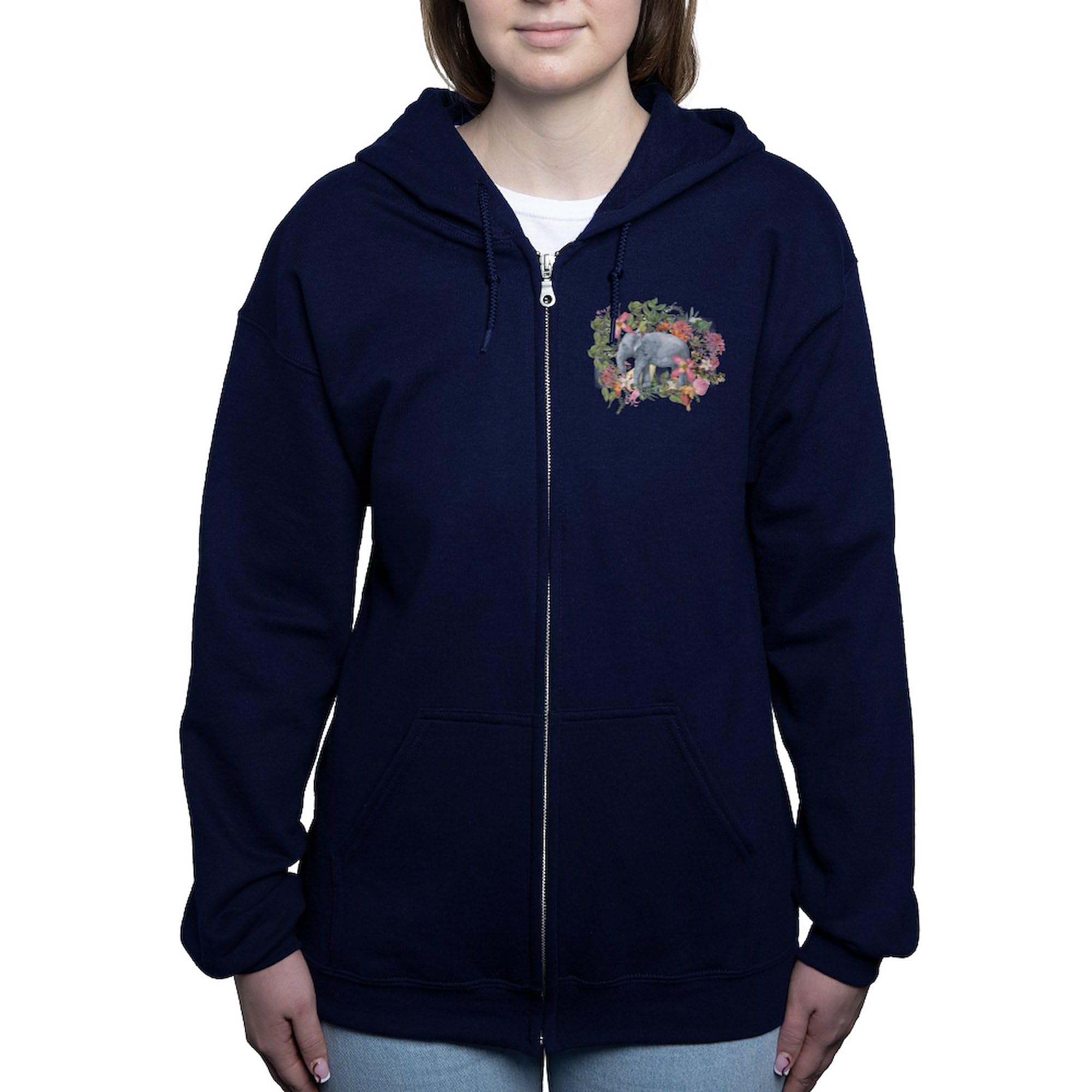 Elephant in Jungle Watercolor Women's Zip-Up Hoodie Sweatshirt - Soft Fleece Pullover for Casual Wear, Outdoor Activities & Gifts