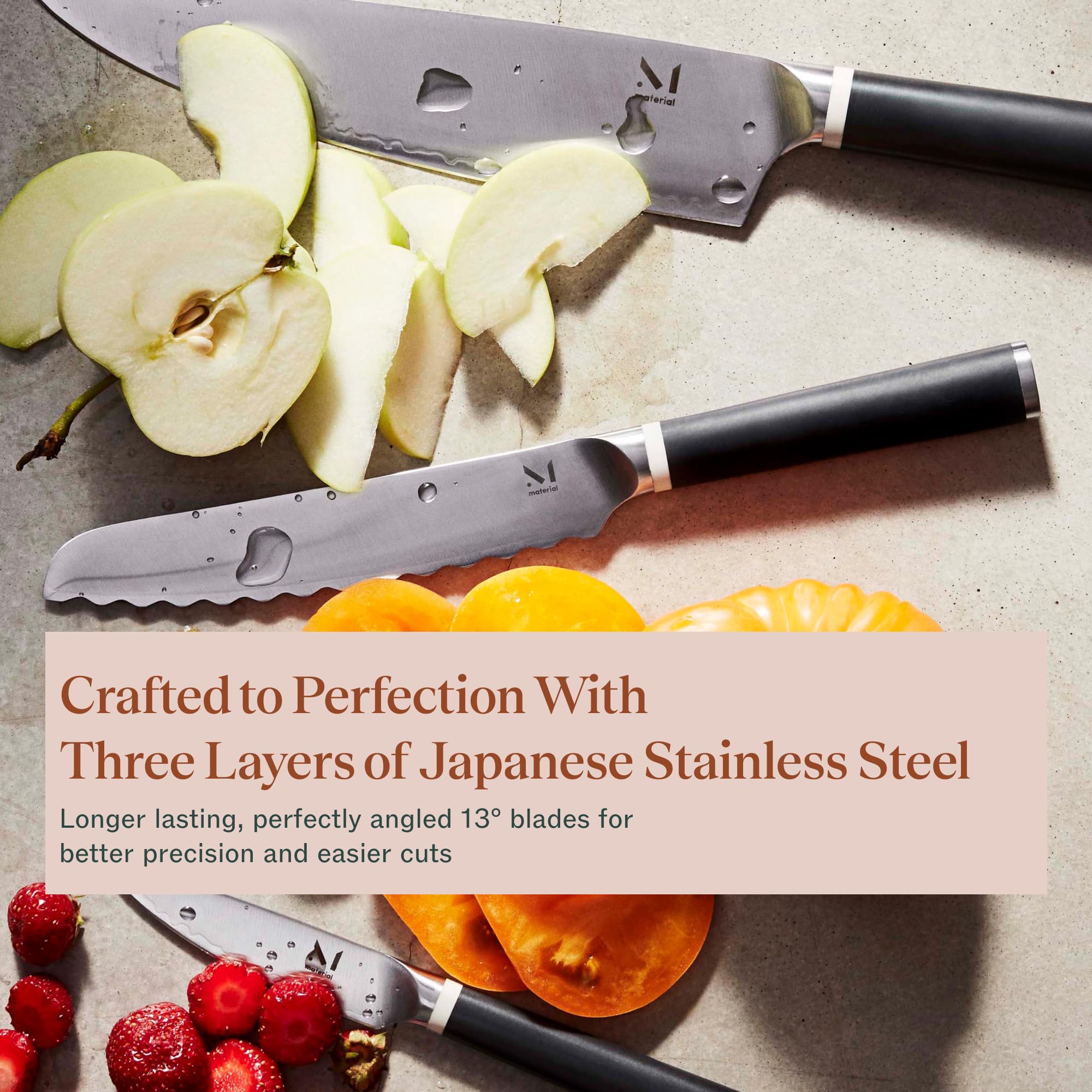 Premium Japanese Chef Knife Set - 3-Piece Carbon Stainless Steel Kitchen Knives (Chef, Serrated, Paring) with Razor-Sharp Black Blades - Perfect for Professional Cooking, Slicing Bread & Precision Cutting