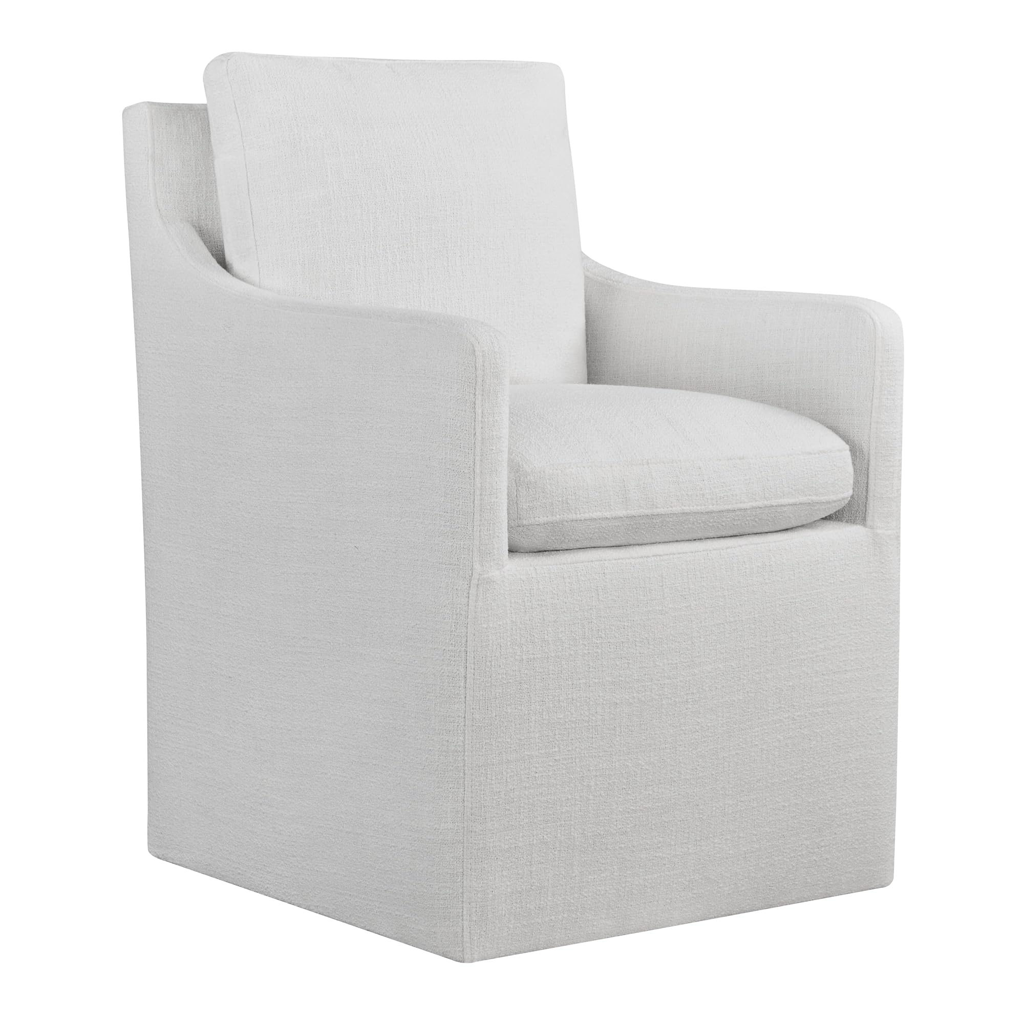 Modern Upholstered Dining Chairs with Casters - White Accent Armchair for Kitchen, Dining Room, Bedroom, Living Room & Reading Nook - Perfect for Home Office, Breakfast Nook & Small Space Decor