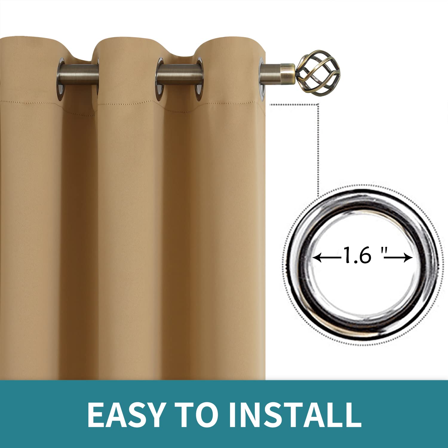 BGment 96 Inch Blackout Thermal Room Divider Curtain for Sliding Glass Door - Wide Darkening Panel for Living Room & Bedroom, Khaki (100