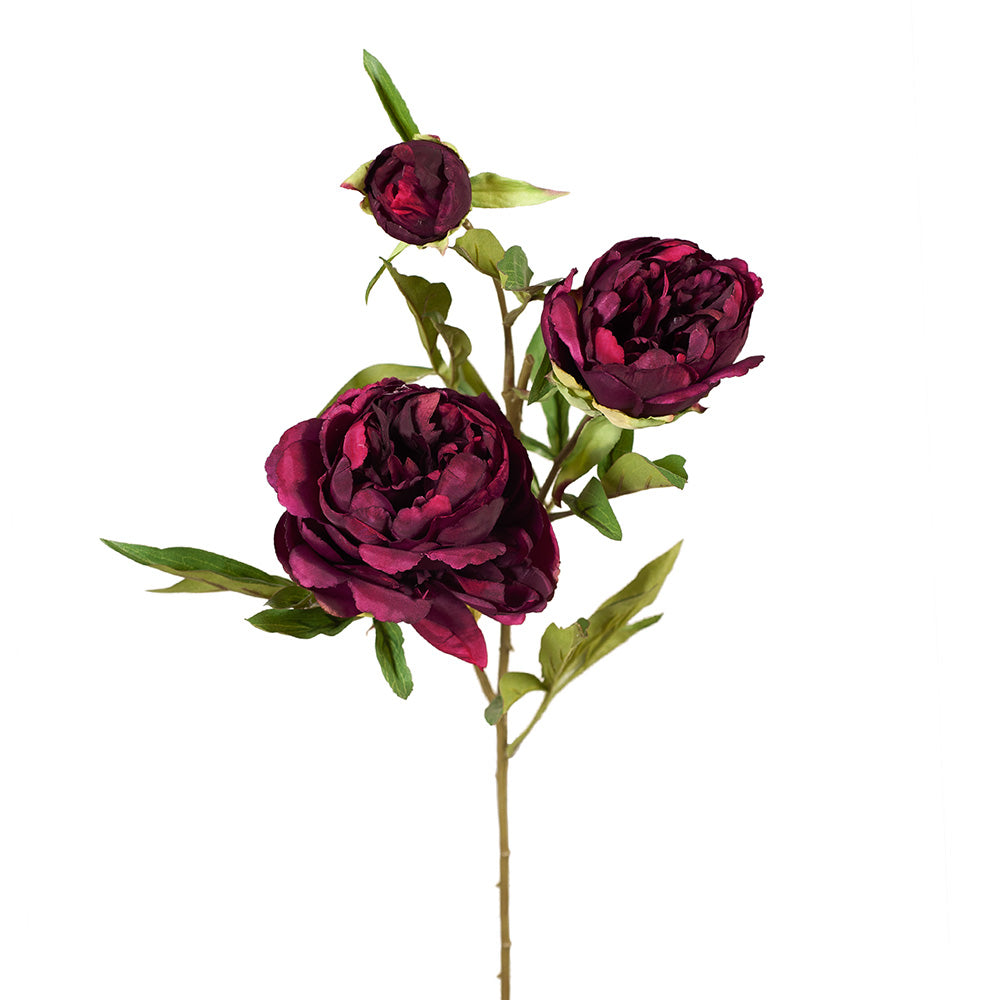 Burgundy Peony and Bud - Artificial Silk Flowers for Home Decor, Wedding Centerpieces, and Floral Arrangements