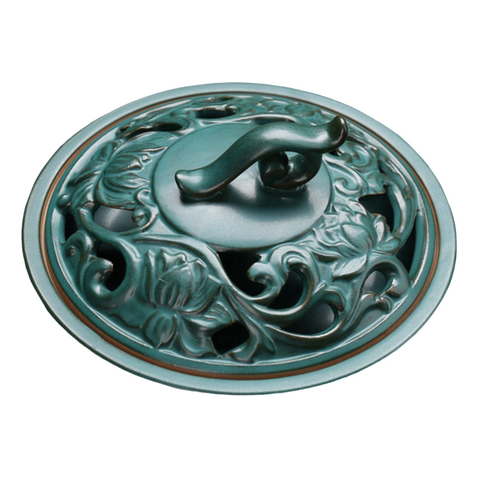 Premium Incense Burner & Stick Holder - Zen Aroma Diffuser for Home, Meditation, Yoga & Tea House Decor - Green Lotus Design for Relaxation & Spiritual Practice