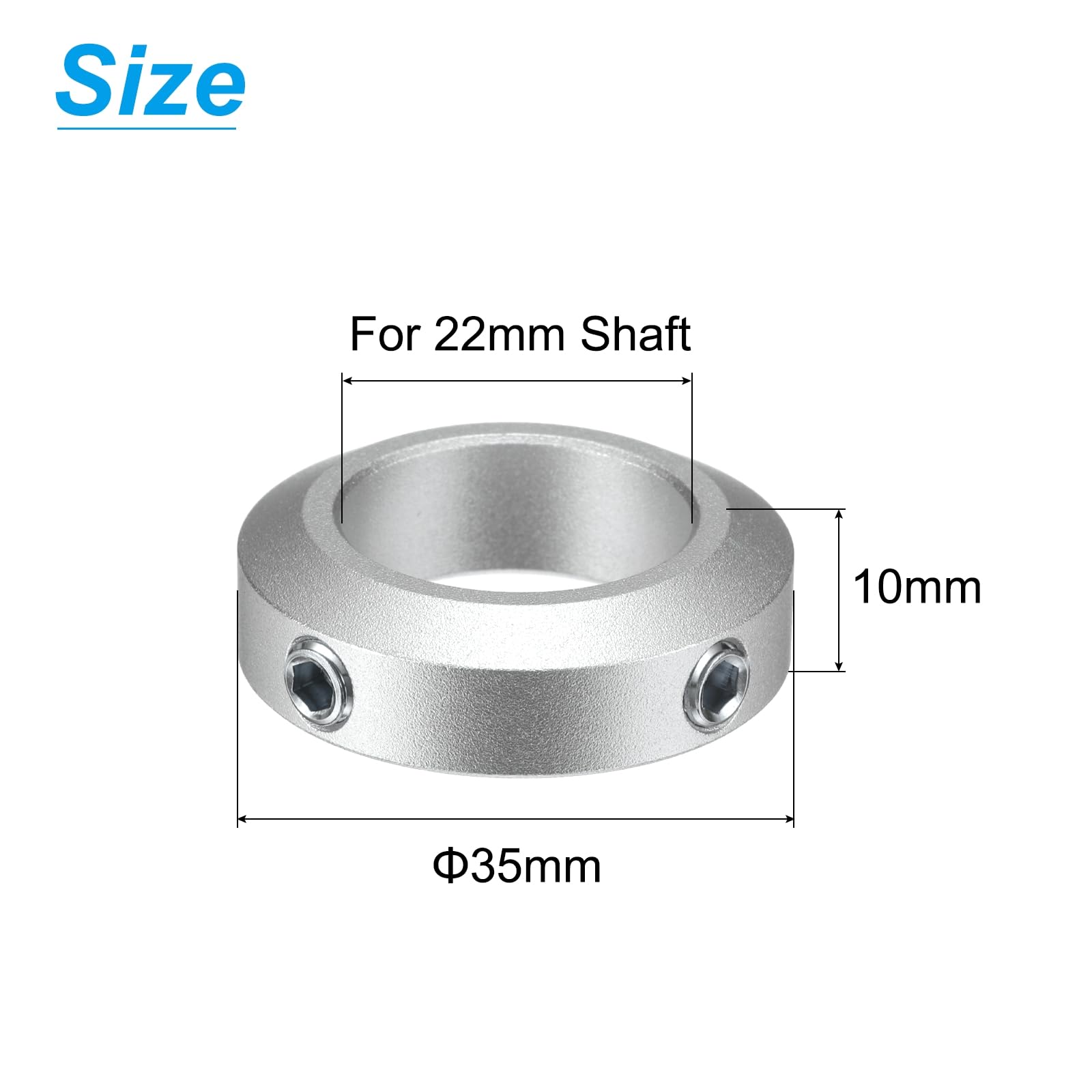 uxcell 4pcs Aluminum Alloy Set Screw Shaft Collar for 22mm Shaft - 35mm OD, 10mm Thickness with M6 Set Screws & Wrench - Perfect for Machinery, Robotics, and DIY Projects