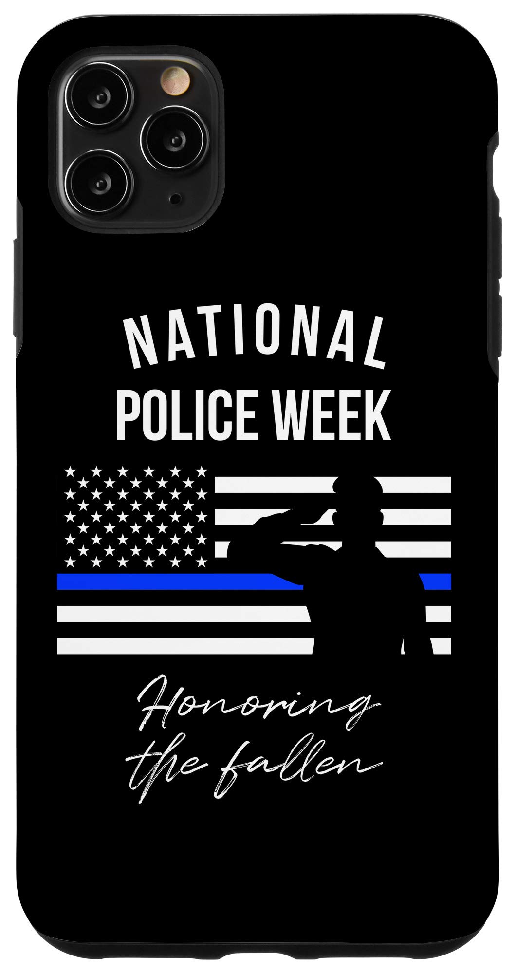 iPhone 11 Pro Max Case with Thin Blue Line & USA Flag Design - Durable Protective Cover for Police Officers, First Responders & Military Personnel - Perfect for National Police Week, Daily Duty & Patriotic Support