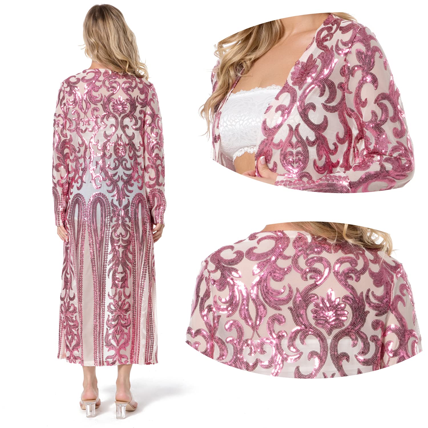 Women's Sequin Cardigan - Summer Glitter Cover Up Dress with Open Front, Sparkling Duster Coat for Evening Party, Prom & Beach Outings | Perfect for Weddings, Night Out & Special Occasions