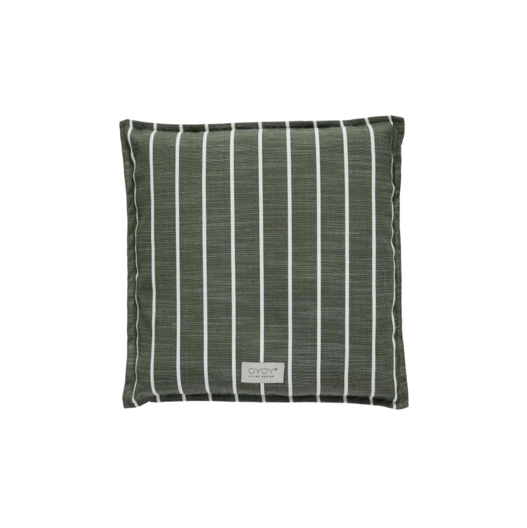 OYOY Kyoto Square Outdoor Seat Cushion 42x42cm - Waterproof Patio Furniture Cushion for Garden, Balcony, Poolside - Off White & Green Modern Design