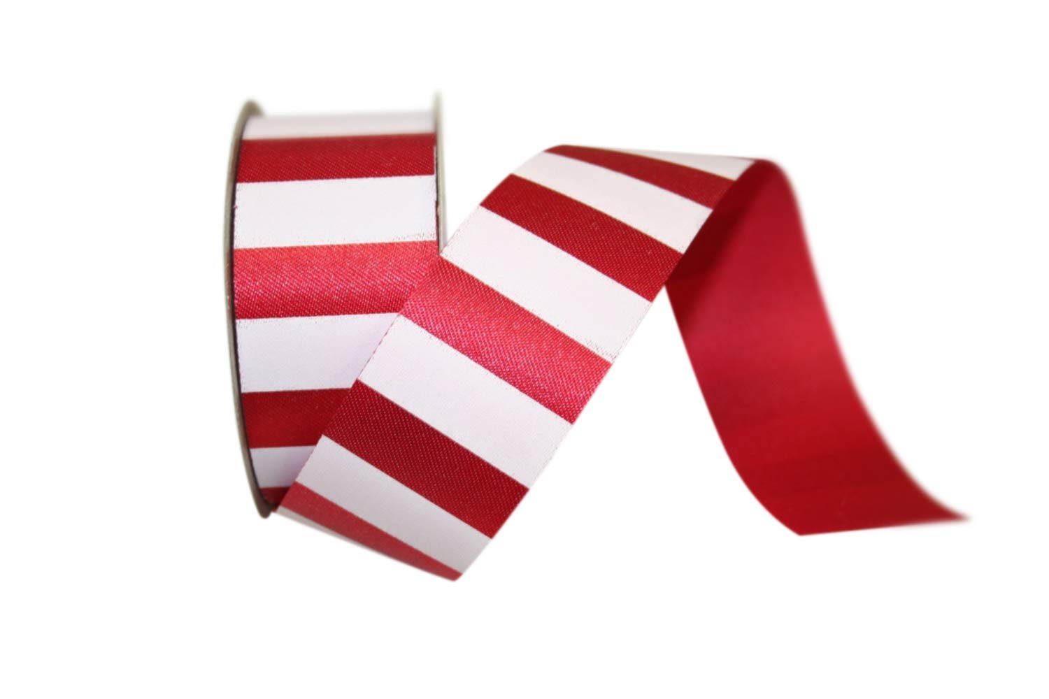 Reliant Ribbon Aqua Cabana Stripe Ribbon - 1-3/8 Inch x 25 Yards - Red and White Decorative Ribbon for Gift Wrapping, Crafts, Party Decorations, and DIY Projects