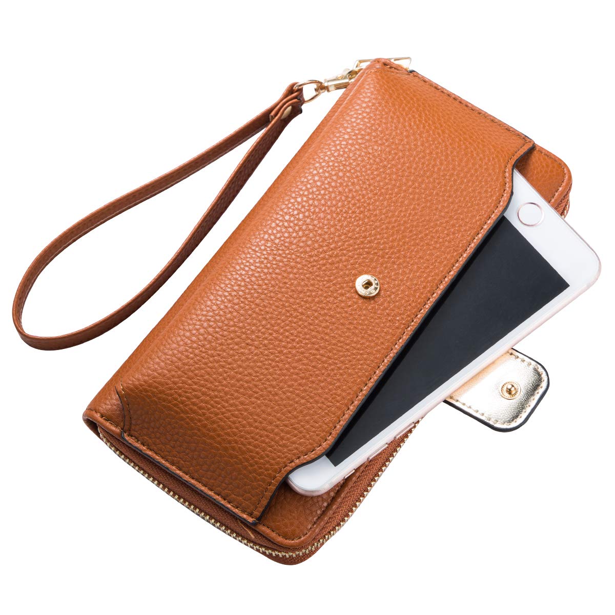 Women's RFID Blocking Wristlet Wallet with Phone Holder - Zip Around Crossbody Handbag for iPhone & Cards - Perfect for Travel, Shopping & Everyday Use