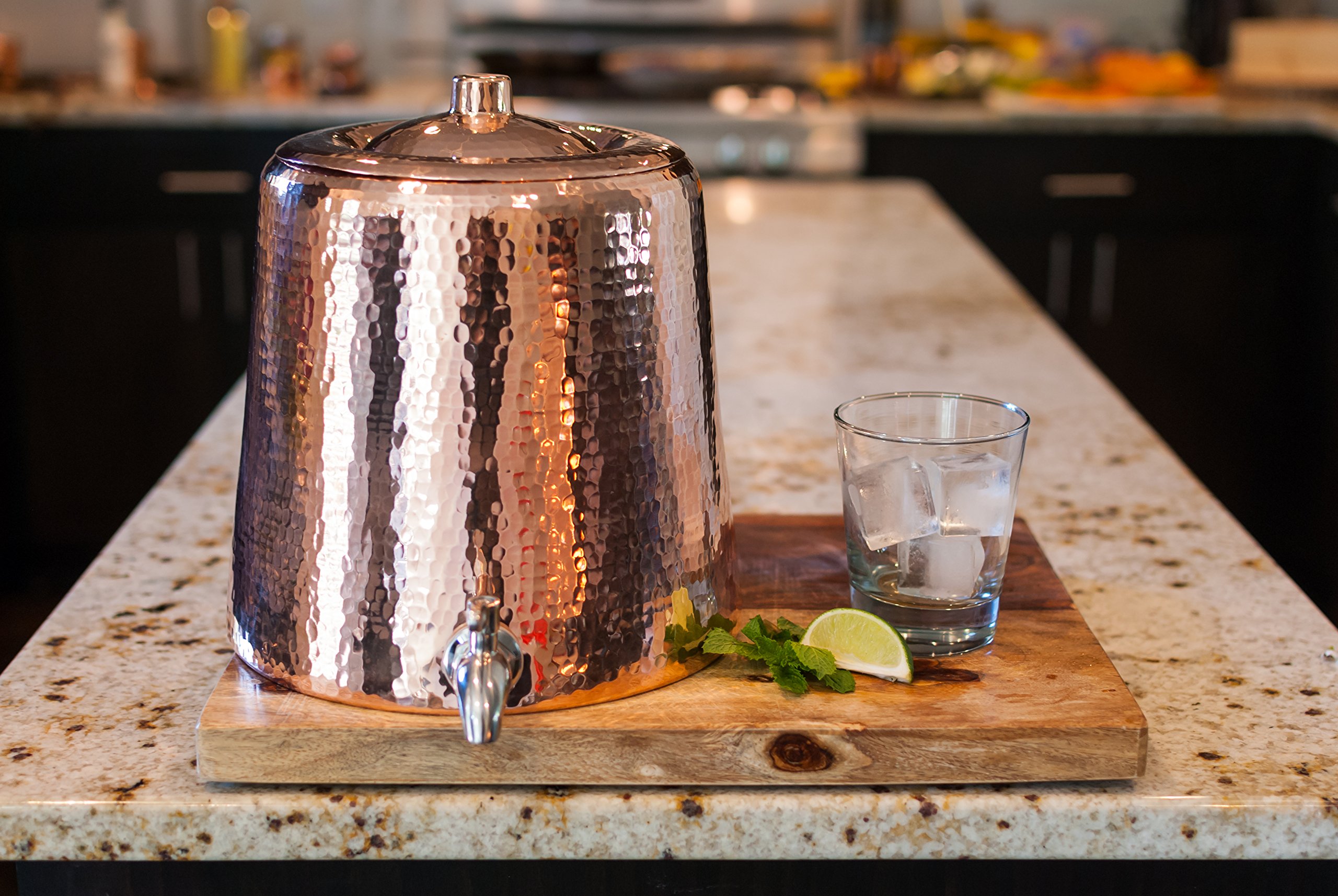 Premium Sertodo Copper Niagara Water Dispenser - 100% Pure Hand-Hammered Heavy Gauge Copper - 2+ Gallon Capacity for 2-5 Gallon Jugs - Includes Stainless Steel Spigot & Lid - Perfect for Home, Office & Outdoor Use