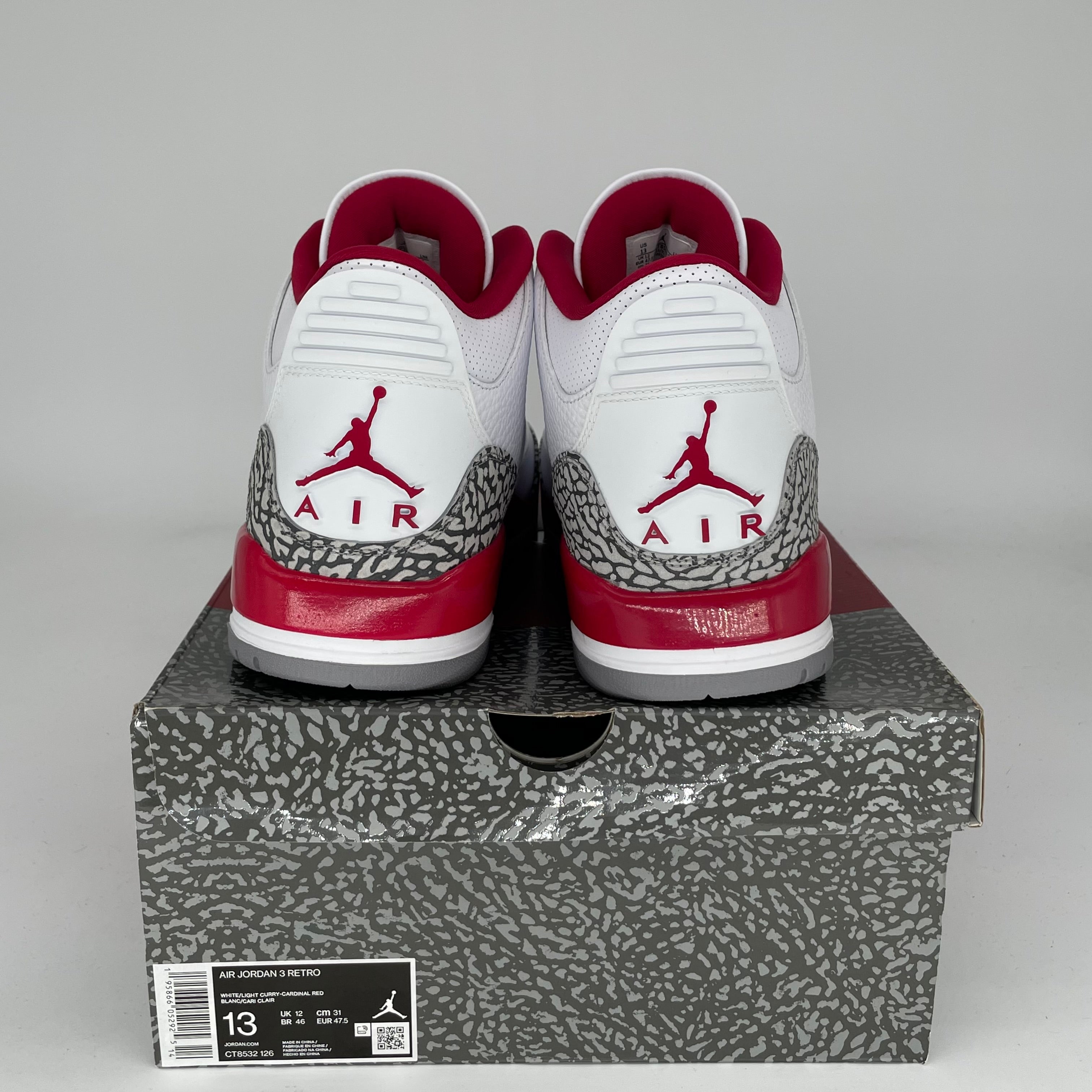 AIR JORDAN 3 CARDINAL Men's Basketball Shoes Size 13 - Retro Style Sneakers for Men | Perfect for Basketball, Streetwear & Casual Outfits (Style Code: CT8532-126)
