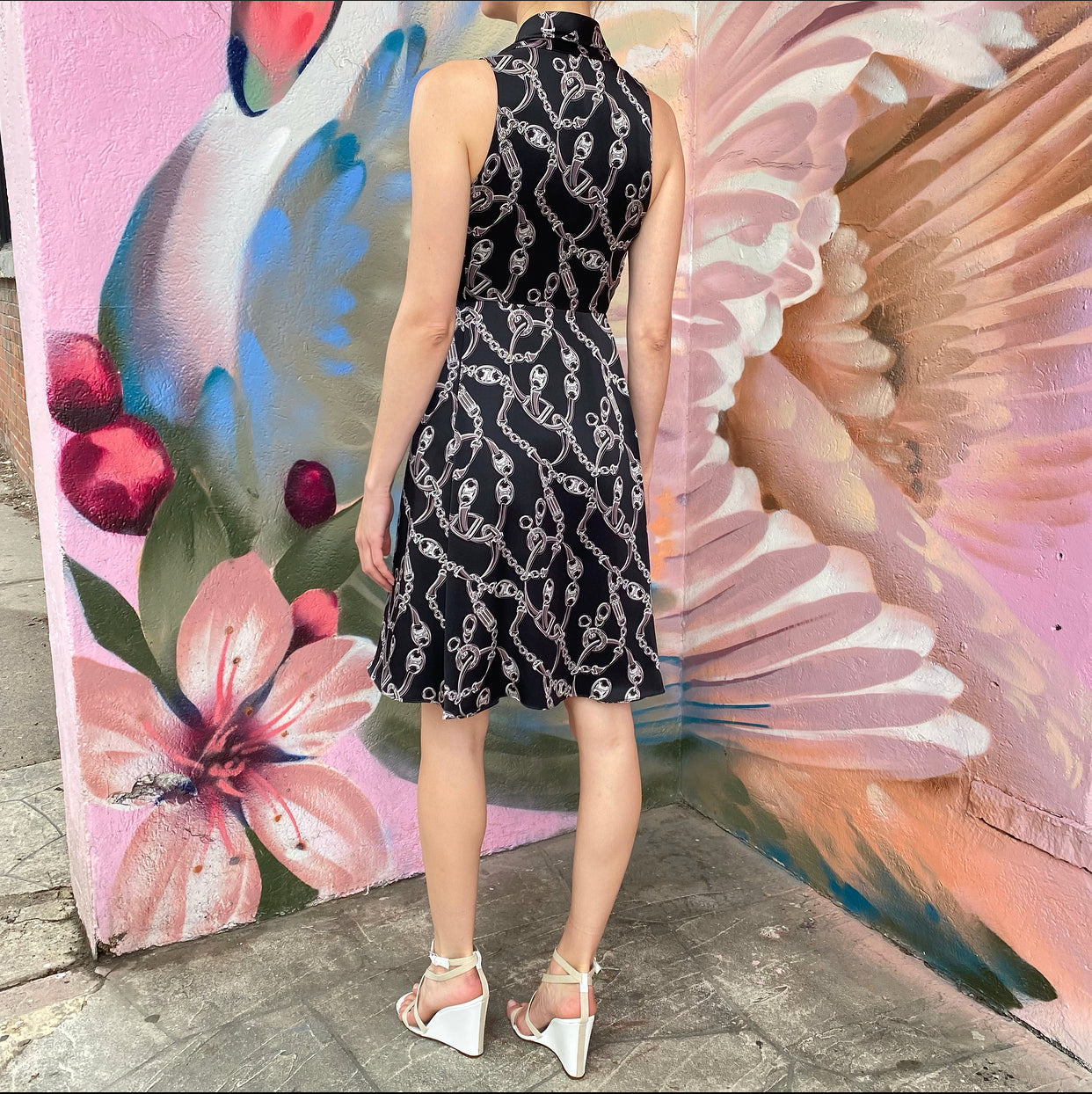Celine Silk Logo Pattern Sleeveless Dress for Women - XS Size, Elegant Summer Party & Cocktail Attire