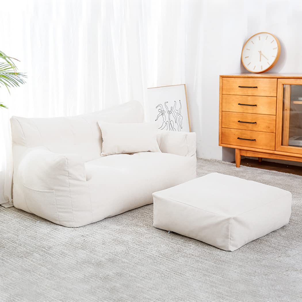 Extra Large Bean Bag Chair Cover Only (No Filler) - Giant Sack Bean Bag Case for Double Sofa Recliner | Lazy Lounger for Adults & Kids | Perfect for Living Room, Bedroom, Game Room & Dorm | White